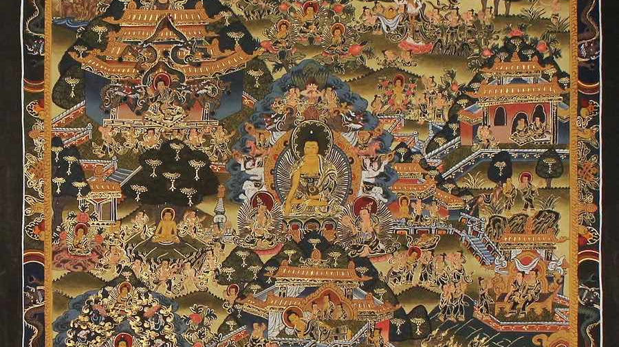 Thangka explaining Life of Buddha Story