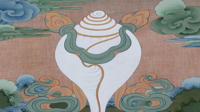 White konch shell thangka