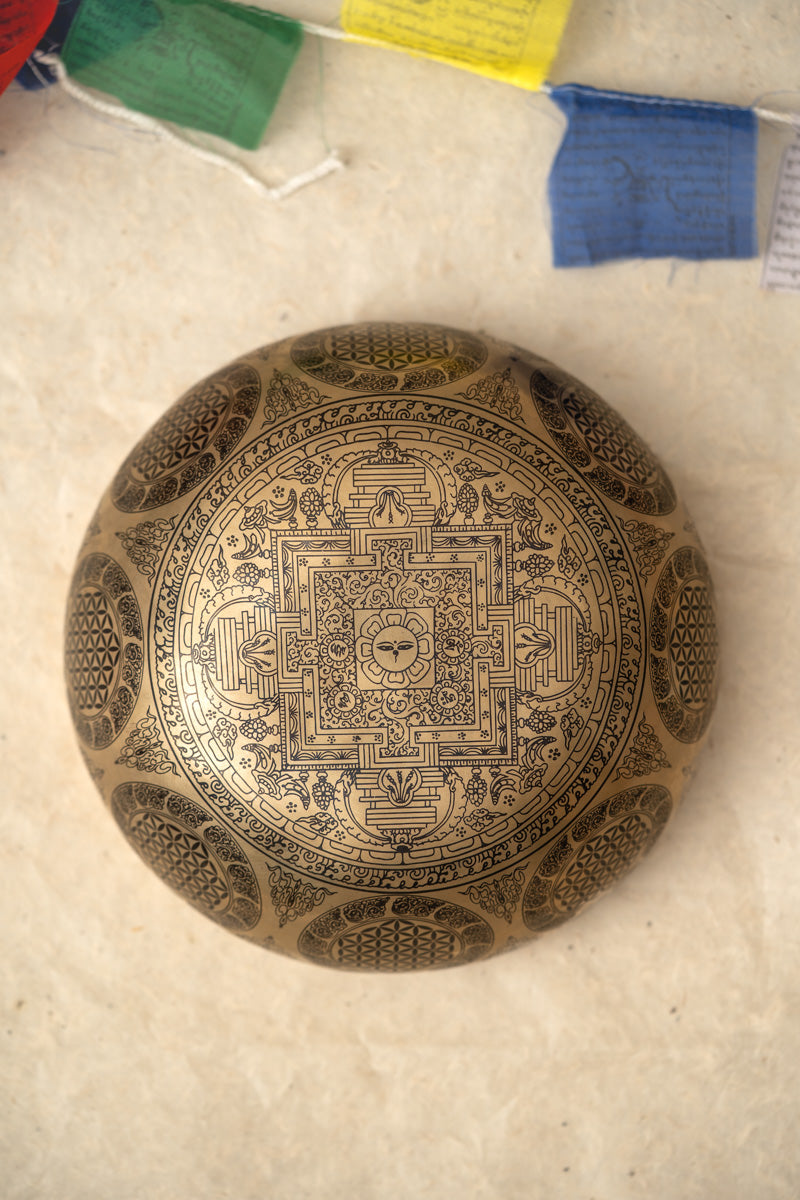 Chenrezig Singing Bowl - Hand-Painted with Sacred Thangka Art