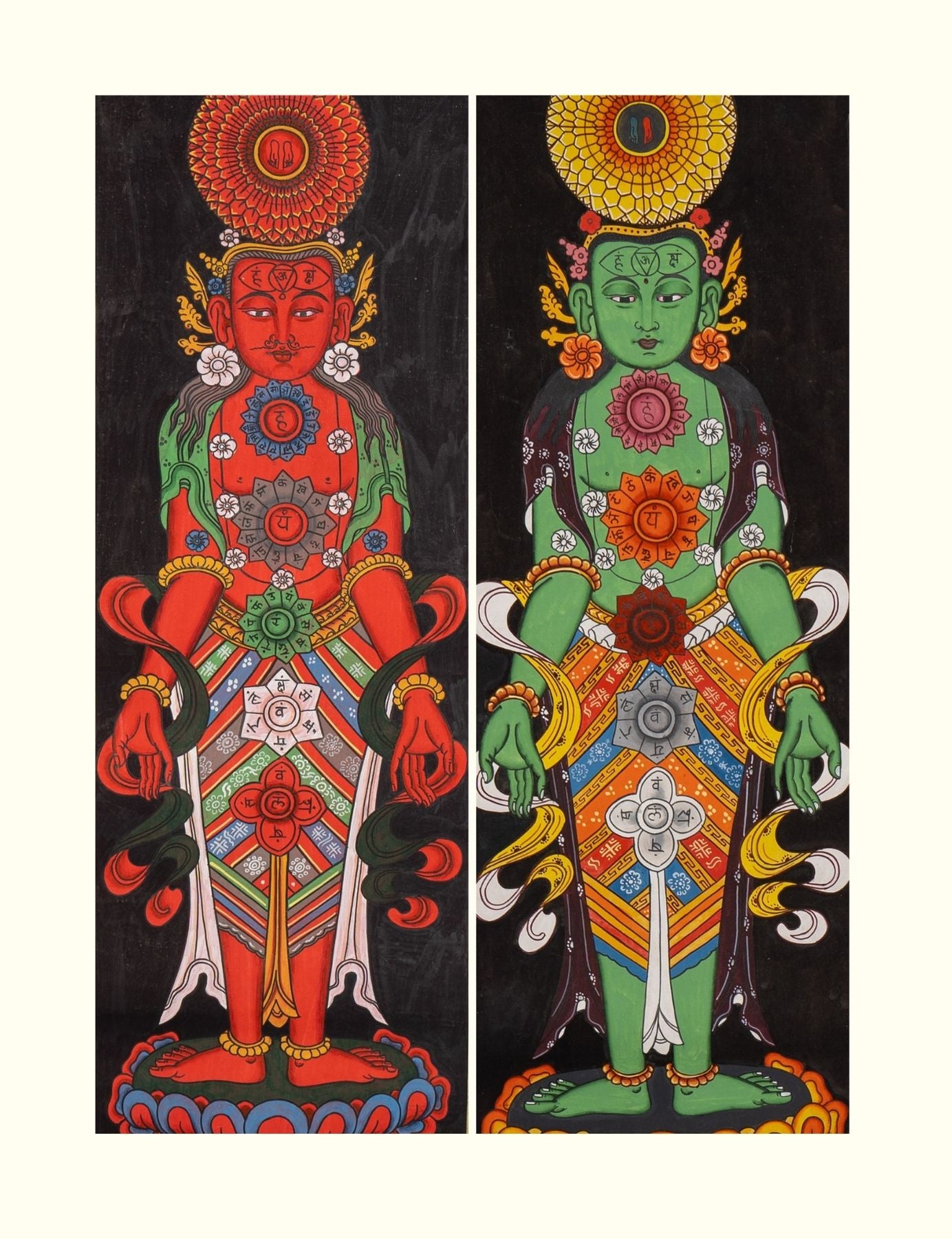 Seven Chakra Tibetan Thangka - Handpainted Art