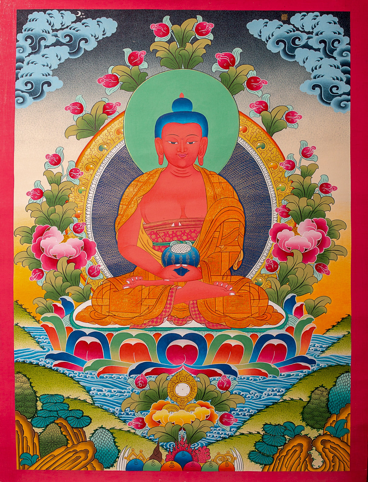 Amitabha Thangka pure land painting on canvas