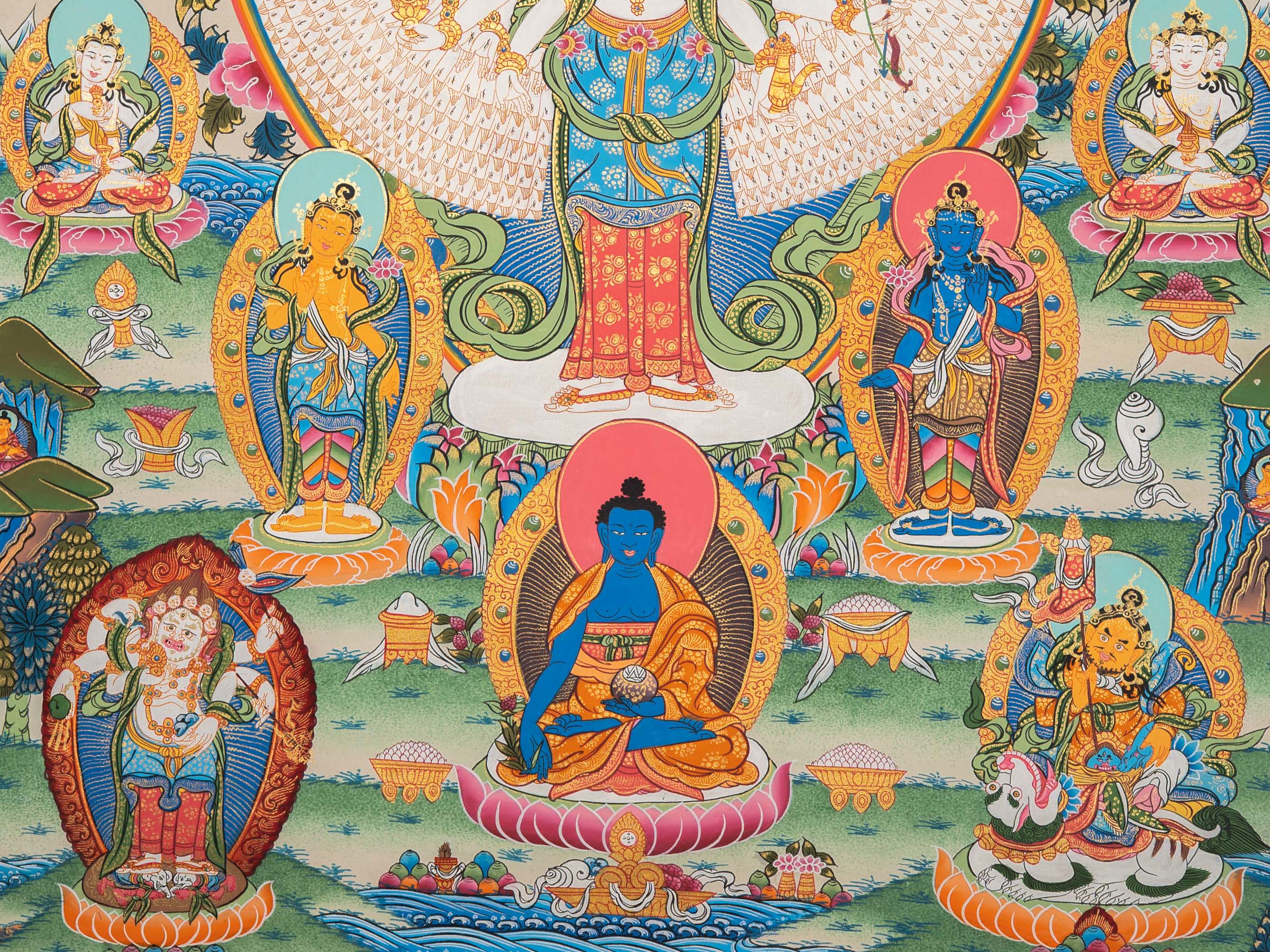 Hand-Painted Thousand-Armed Chenrezig Thangka