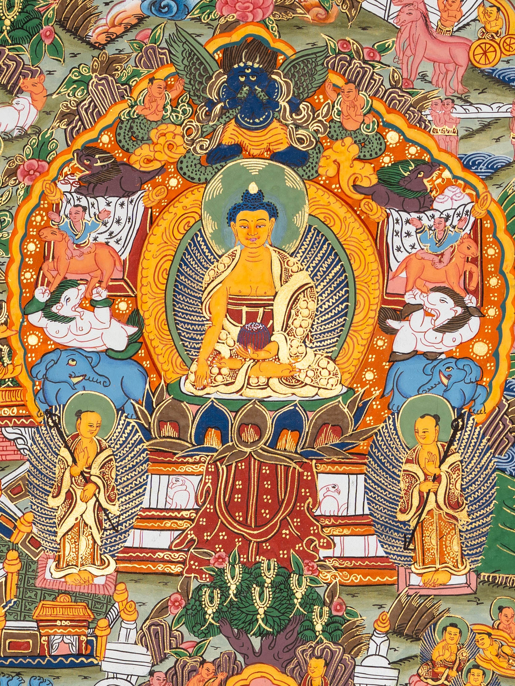 Sacred Buddha Life Thangka - Tibetan Art