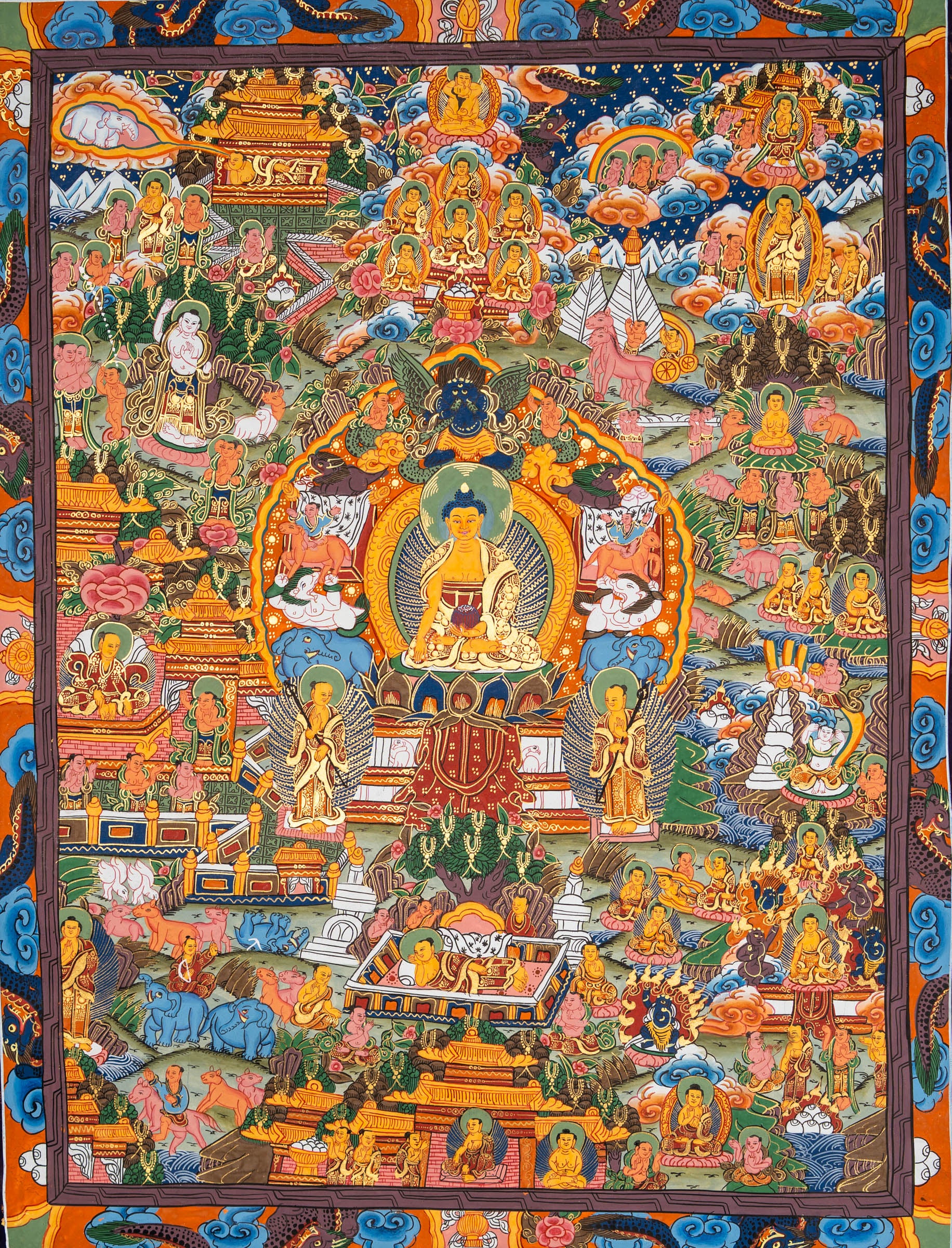 Sacred Buddha Life Thangka - Tibetan Art