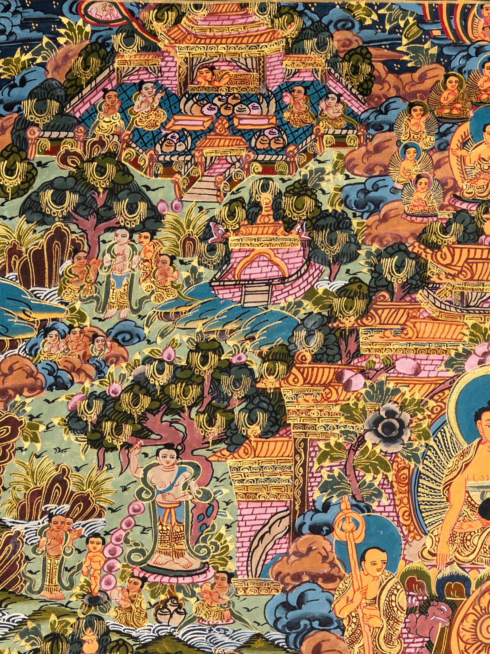 Buddha Life Thangka - Tibetan Painting