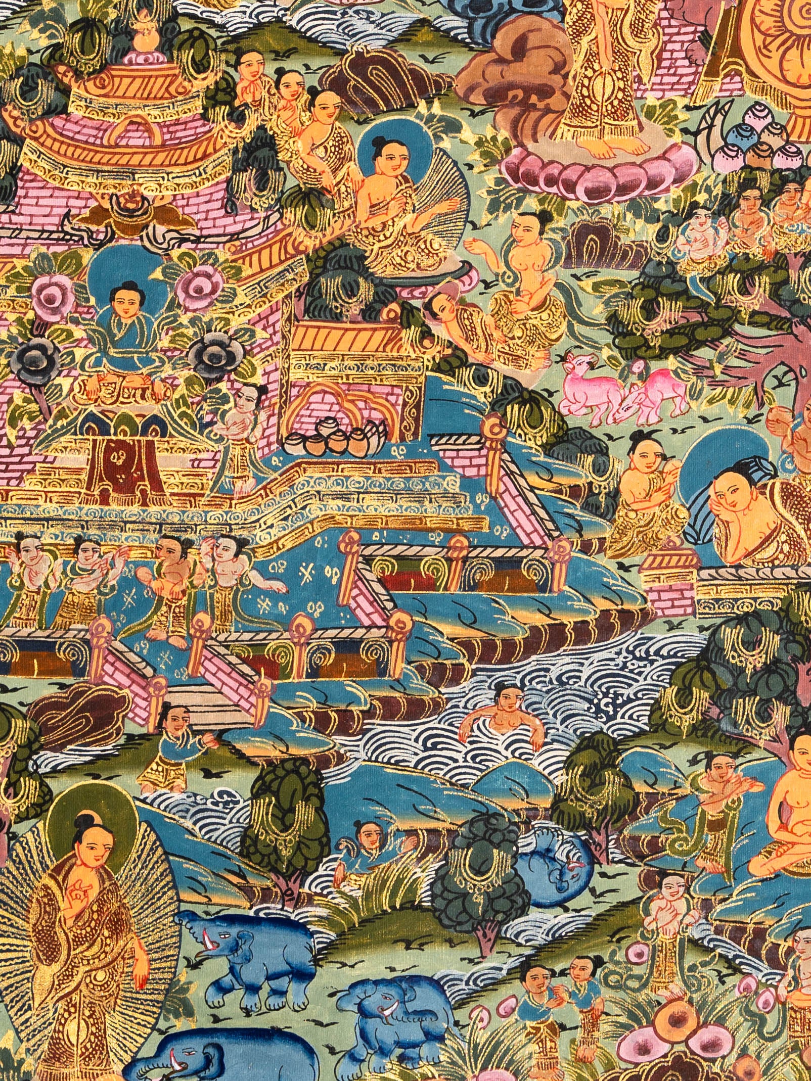 Buddha Life Thangka - Tibetan Painting