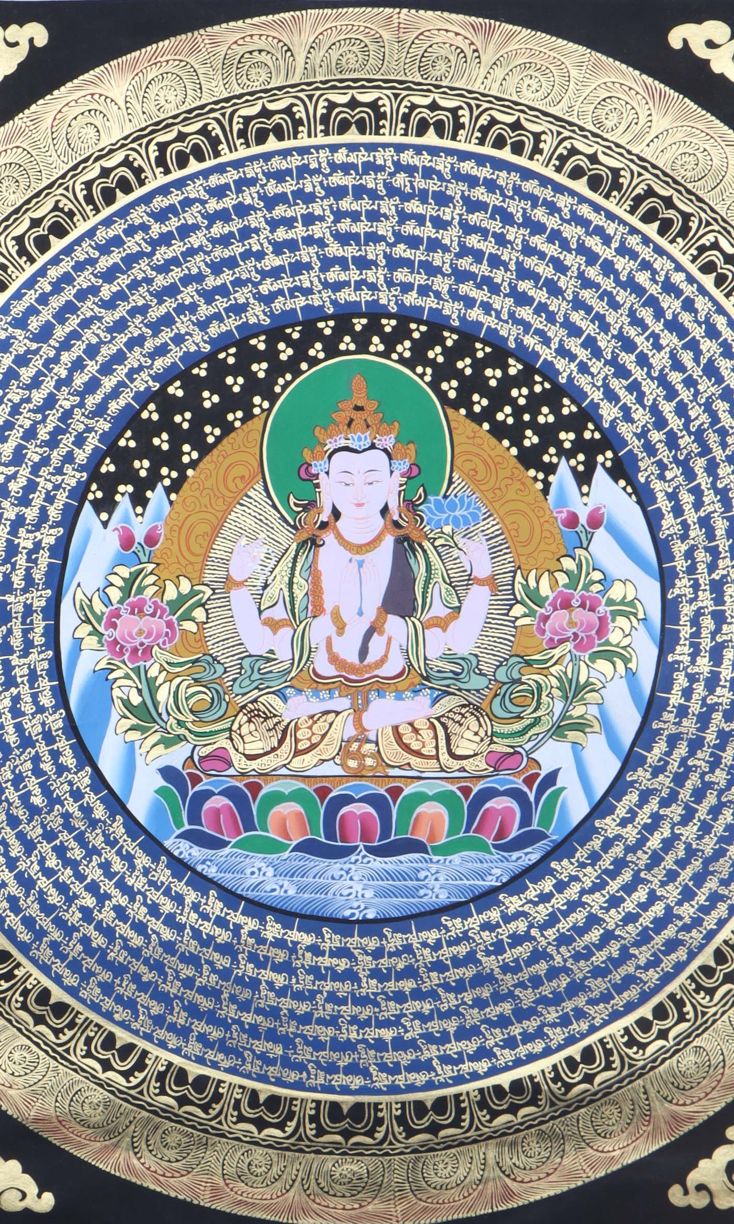 Chengresi Mandala Thangka for meditation, prayer and devotion.