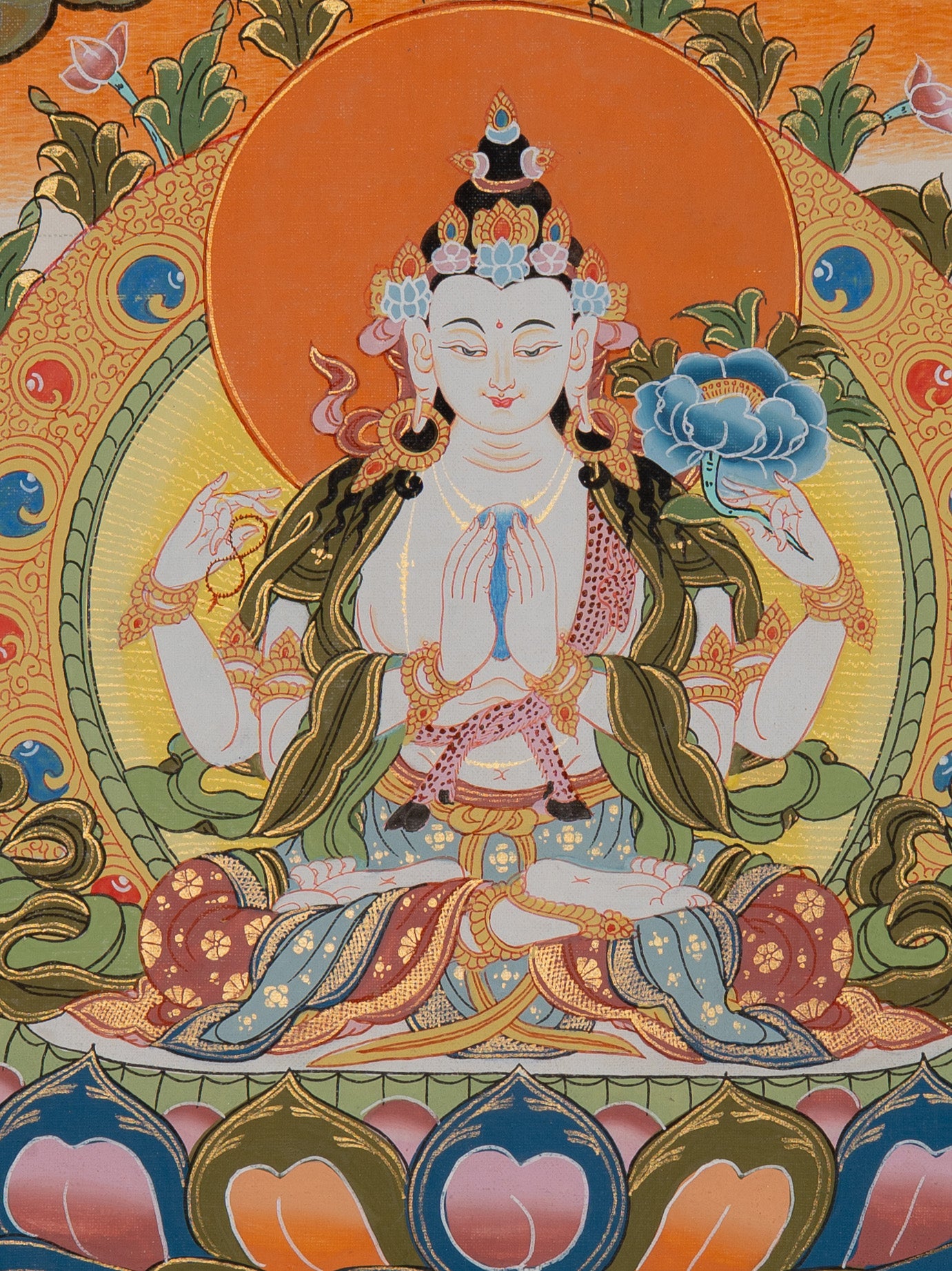 Chenrezig Thangka Painting - Tibetan Art