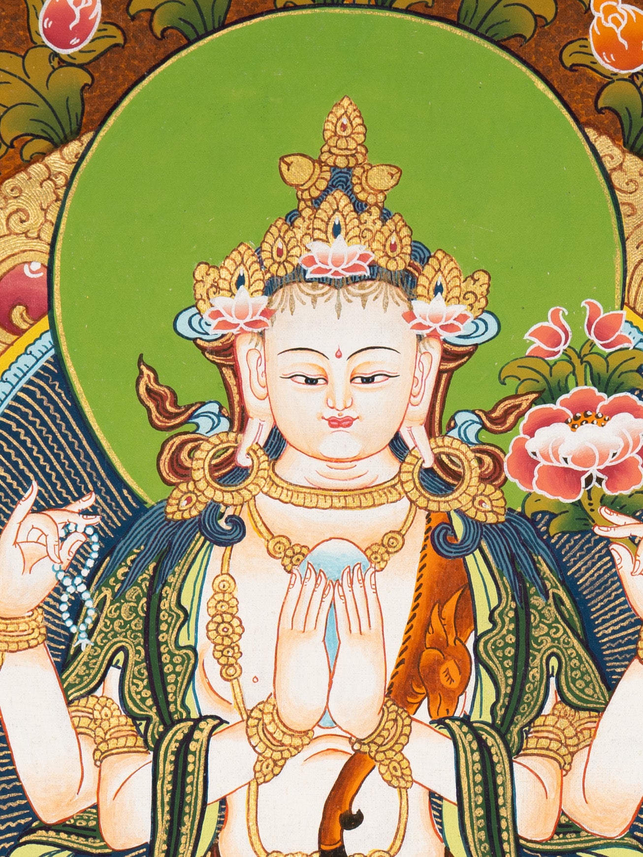 Tibetan Handpainted Chenrezig Thangka