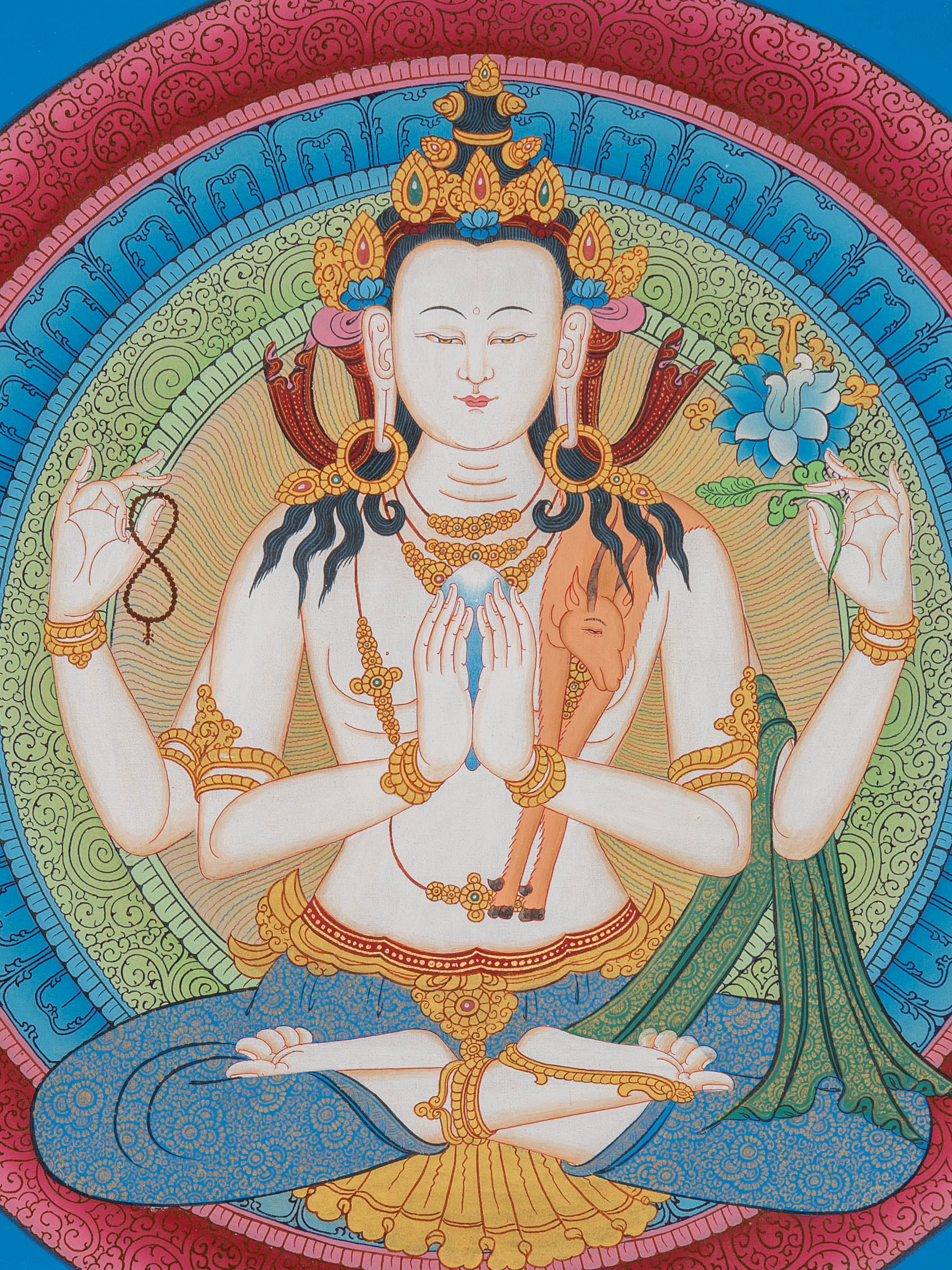 Chenrezig Thangka Painting for enlightenment.