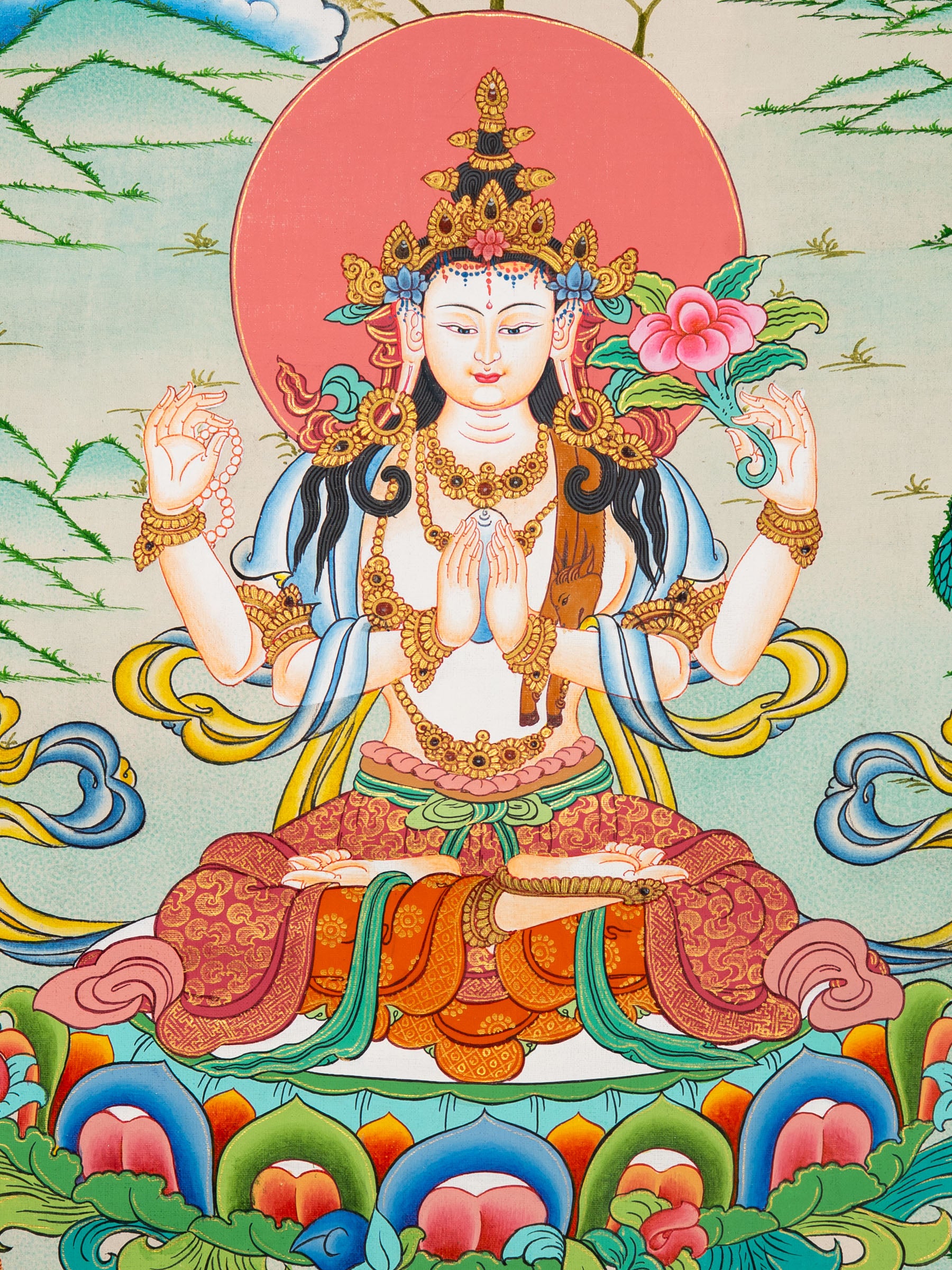 Chenrezig Thangka - Sacred Handpainted Art