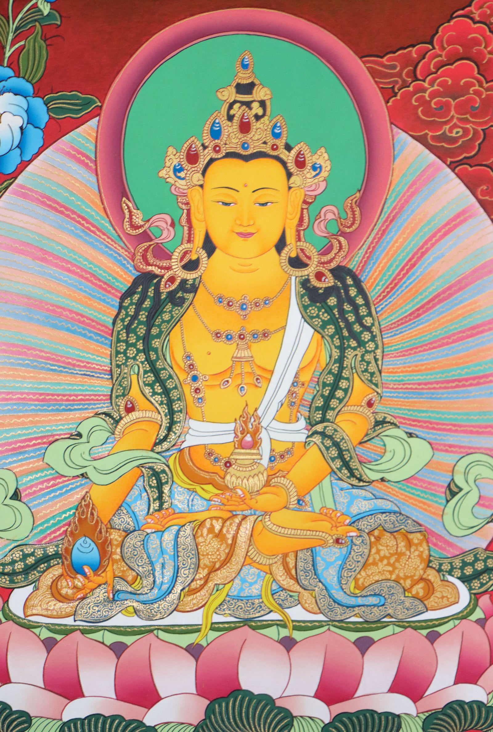Crown Buddha Thangka  for meditation and devotion.
