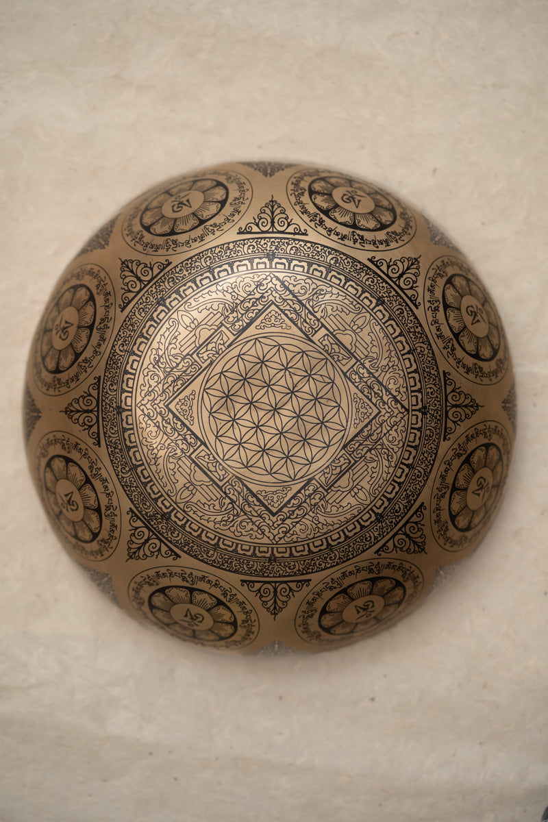 Shri Yantra Singing Bowl - Handcrafted Tibetan Bowl