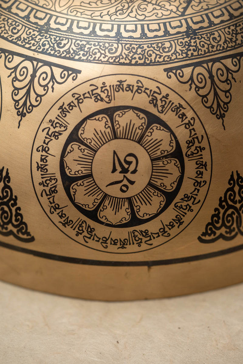 Shri Yantra Singing Bowl - Handcrafted Tibetan Bowl