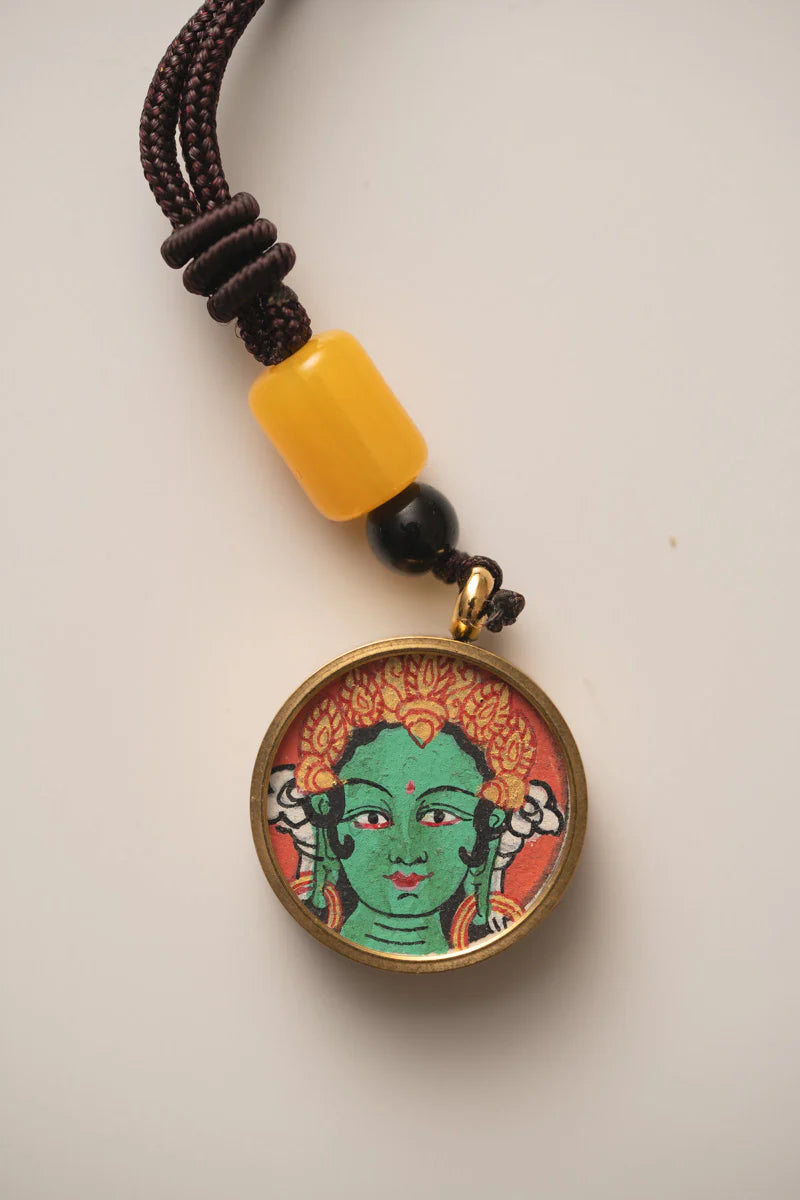 Green Tara Ghau Thangka with Locket