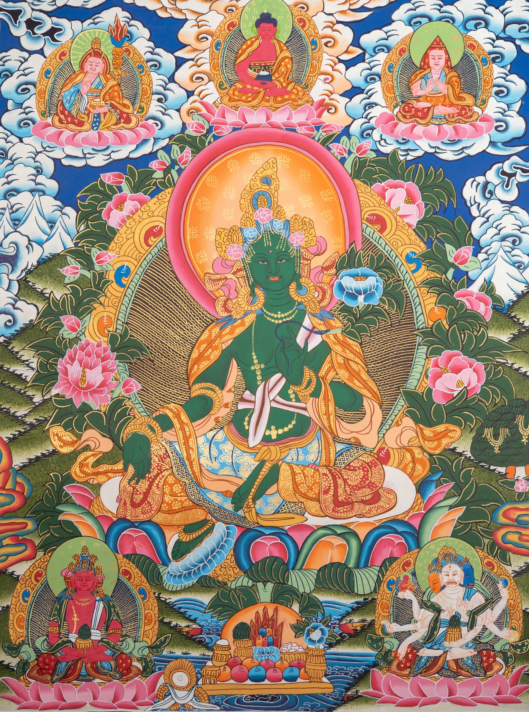 Green Tara Thangka - Sacred Handpainted art