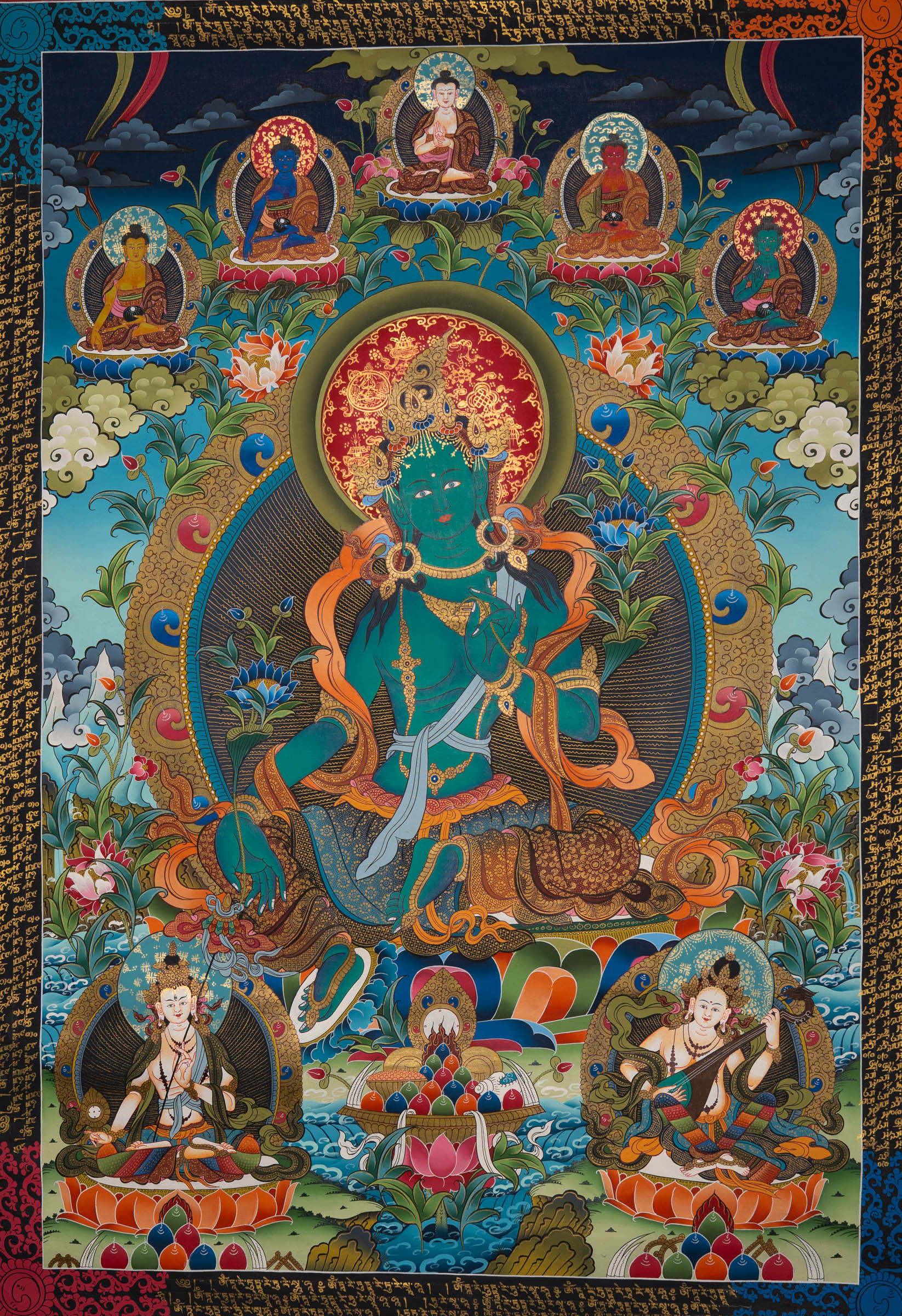 Green Tara Thangka - Handpainted Tibetan Art