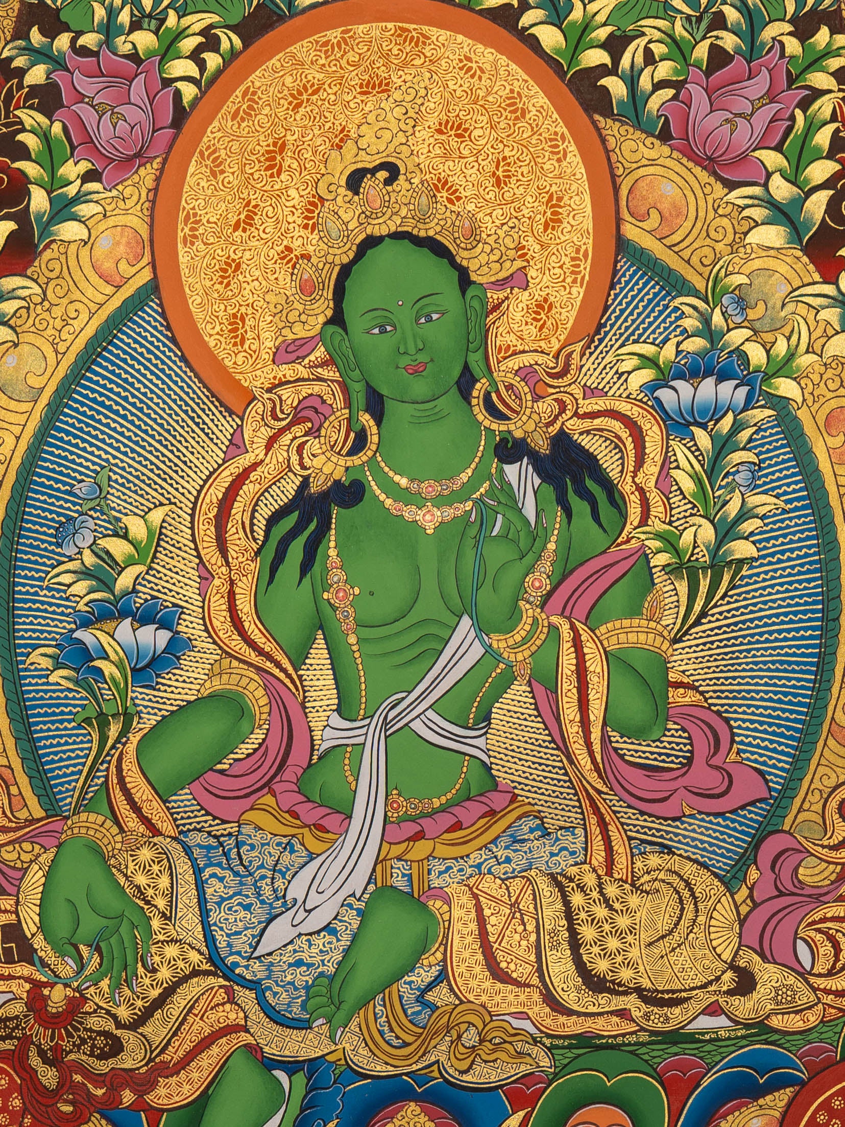 Green Tara Thangka - Tibetan Painting