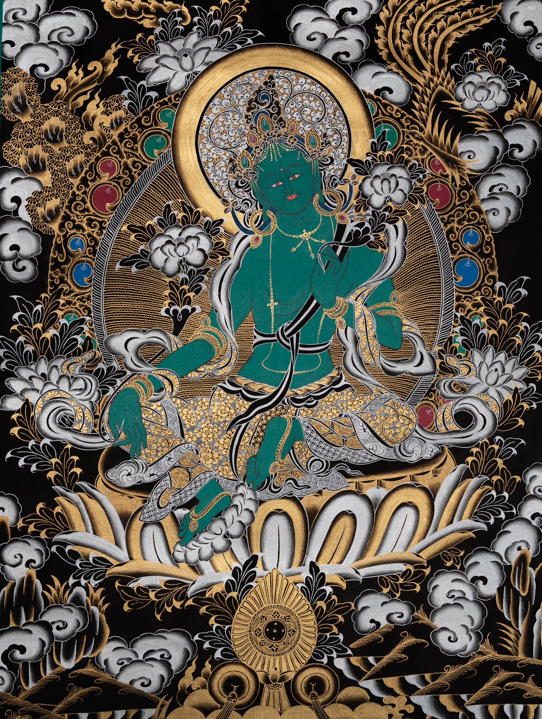 Green Tara Thangka - Handpainted Art