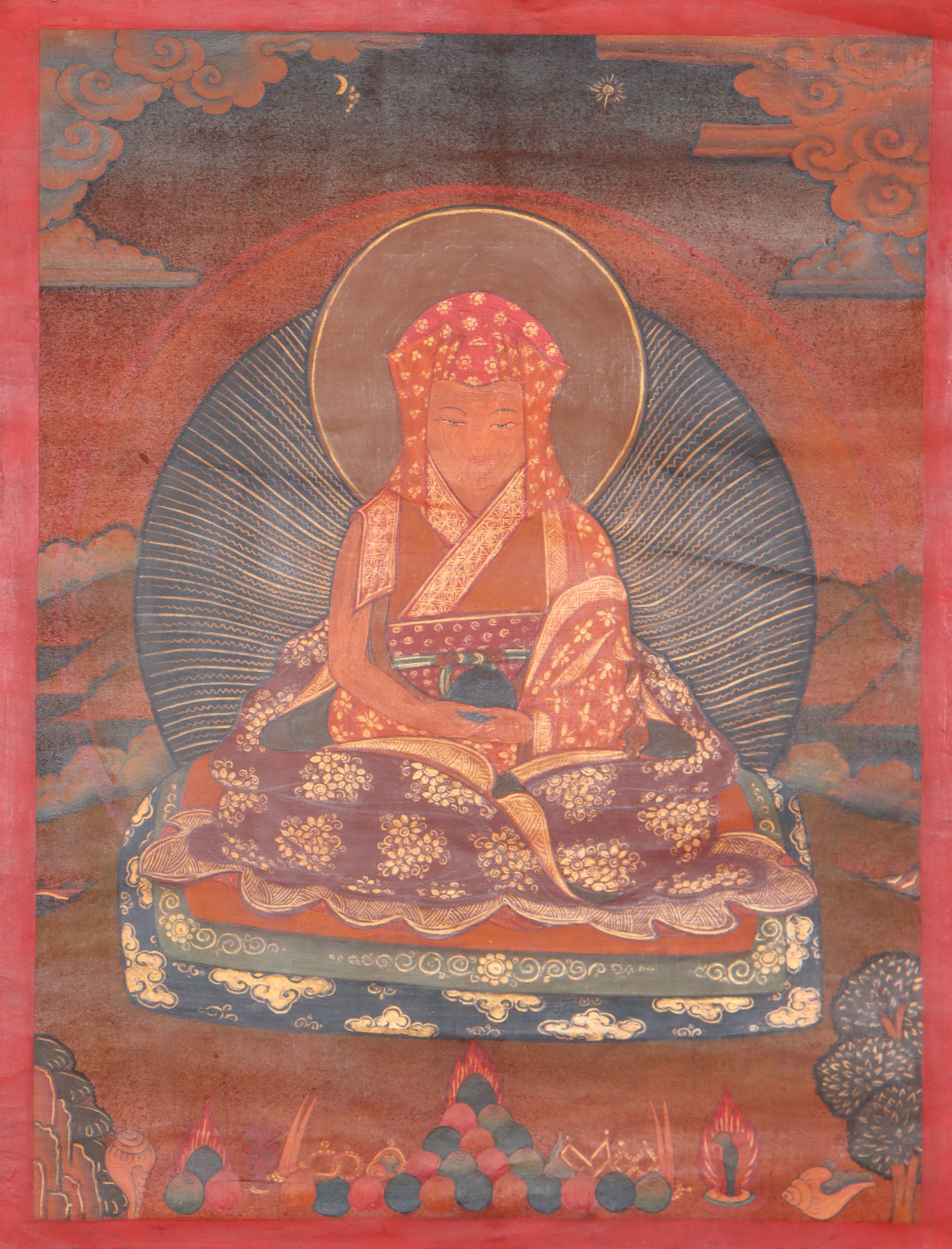 Antique Karmapa Thangka Painting for wisdom and compassion.