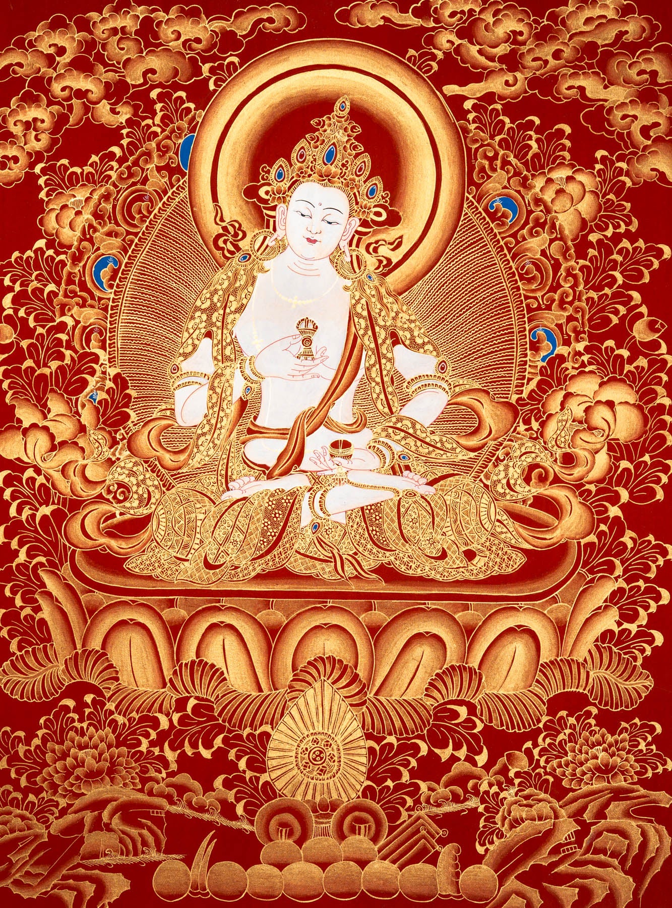 Handpainted Vajrasattva Thangka - Sacred Painting