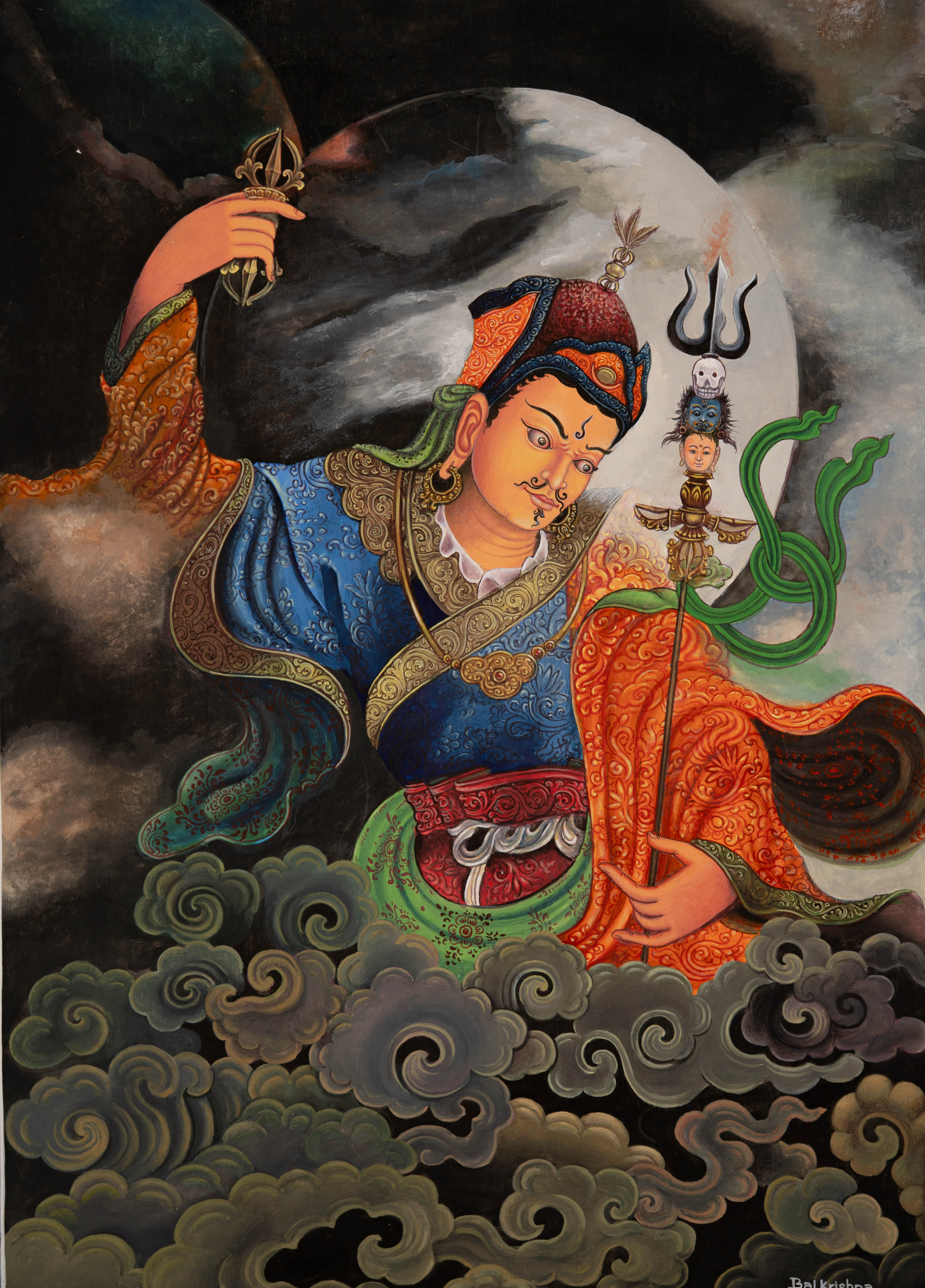Guru Rinpoche Thangka - Tibetan Buddhist Handpainted Art