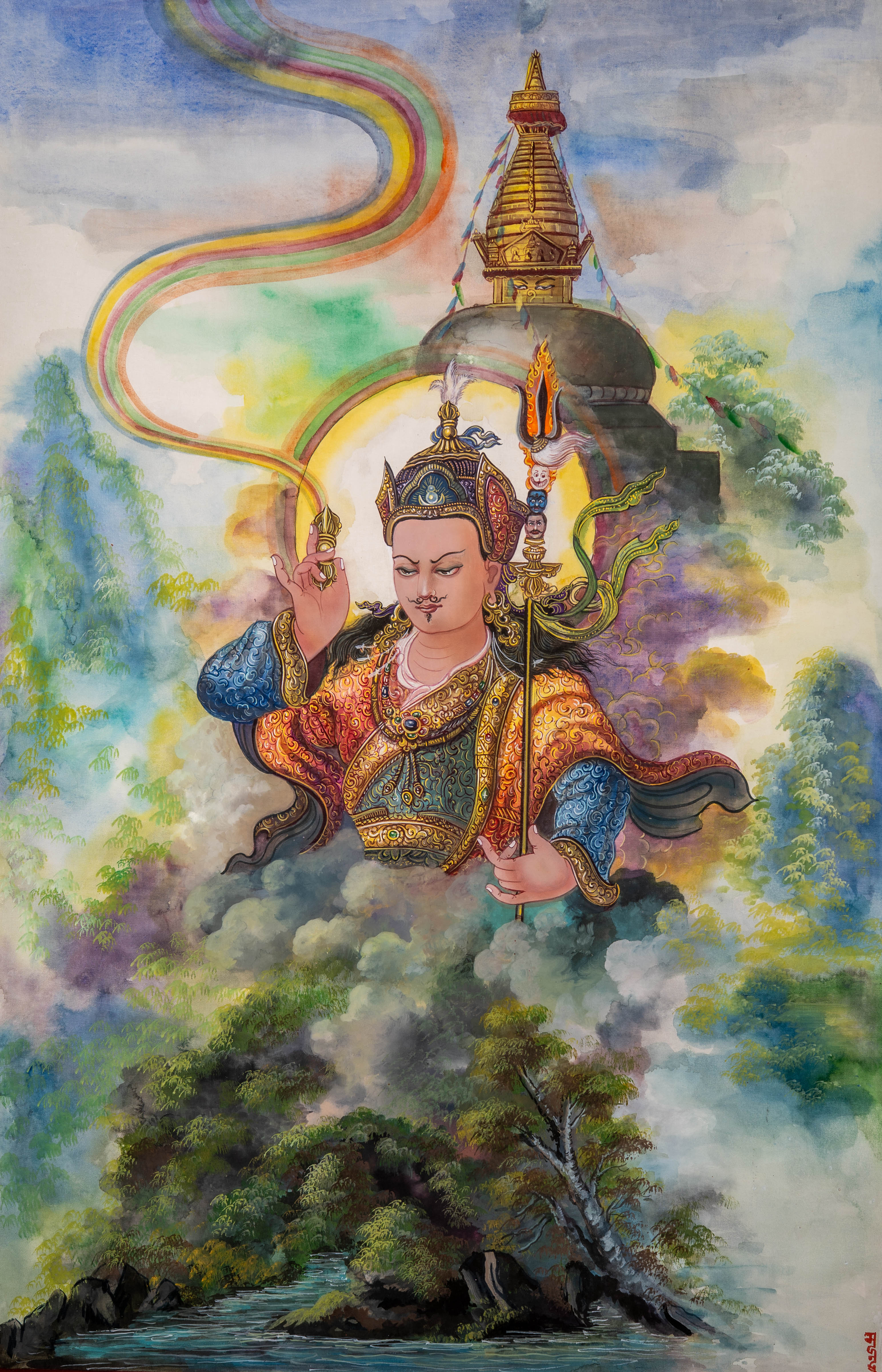 Guru Rinpoche Thangka - Hand-Painted Sacred Art