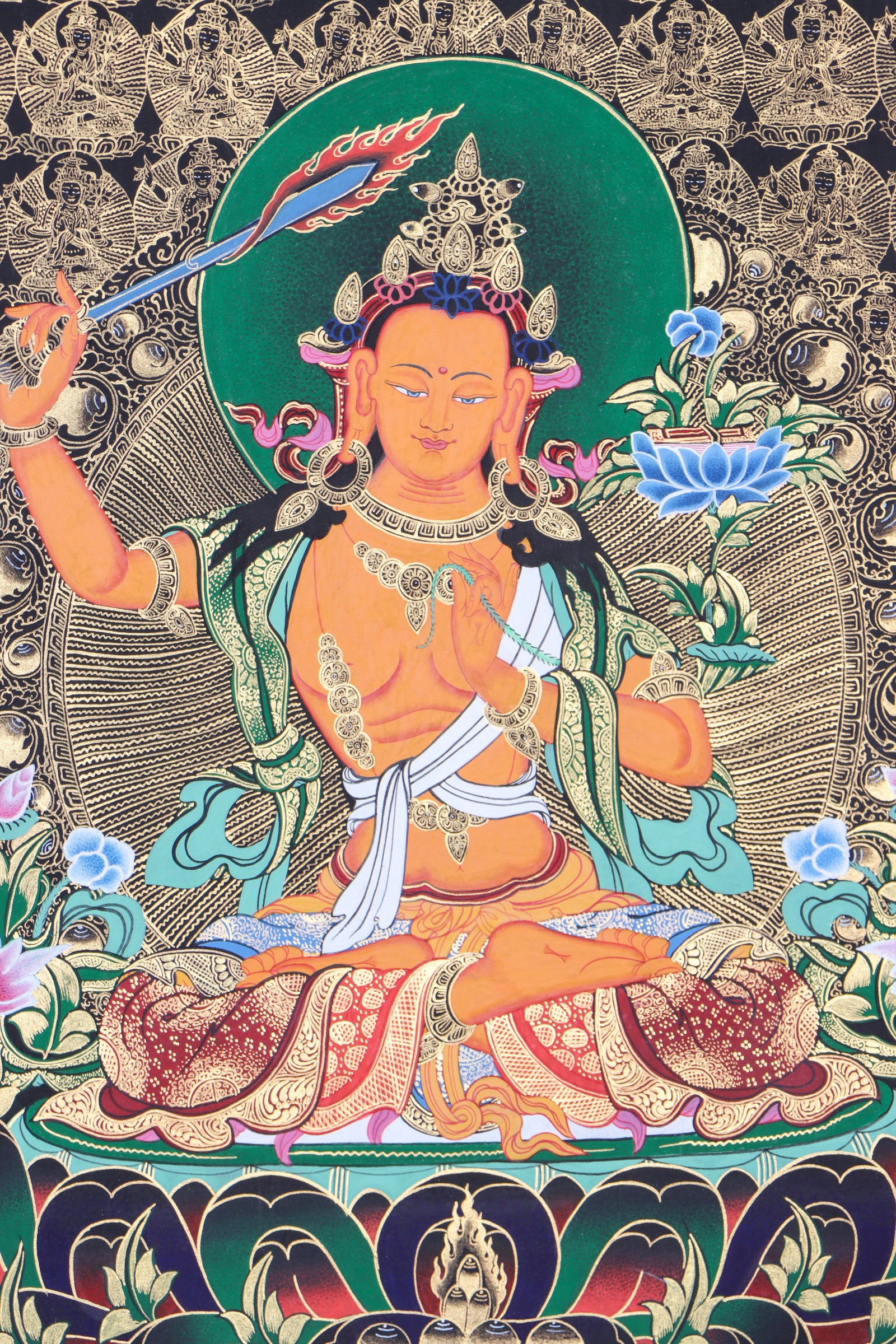 108 Manjushri Thangka for prayer and meditation.