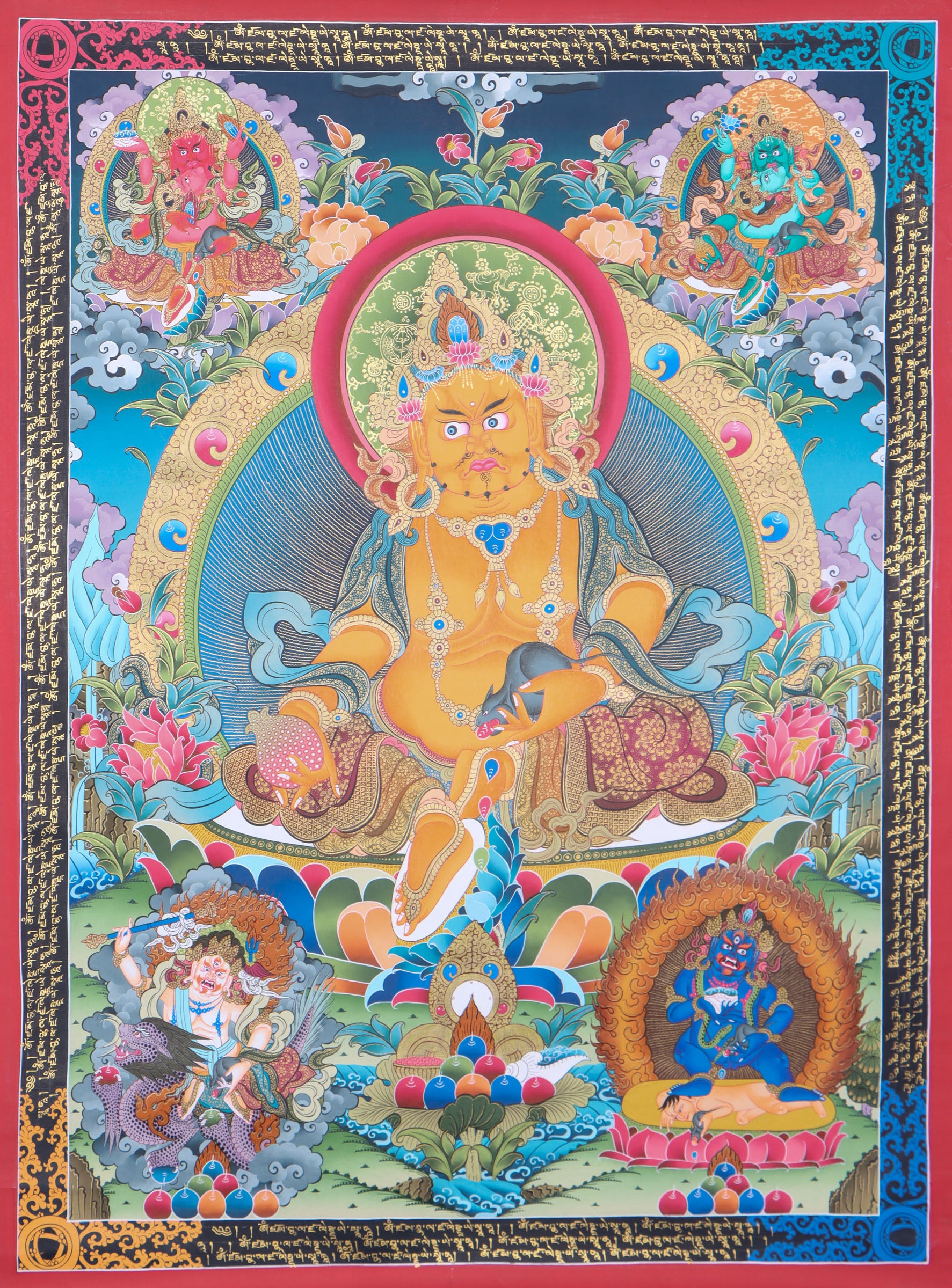 5 Zambalas Thangka Painting - Tibetan art