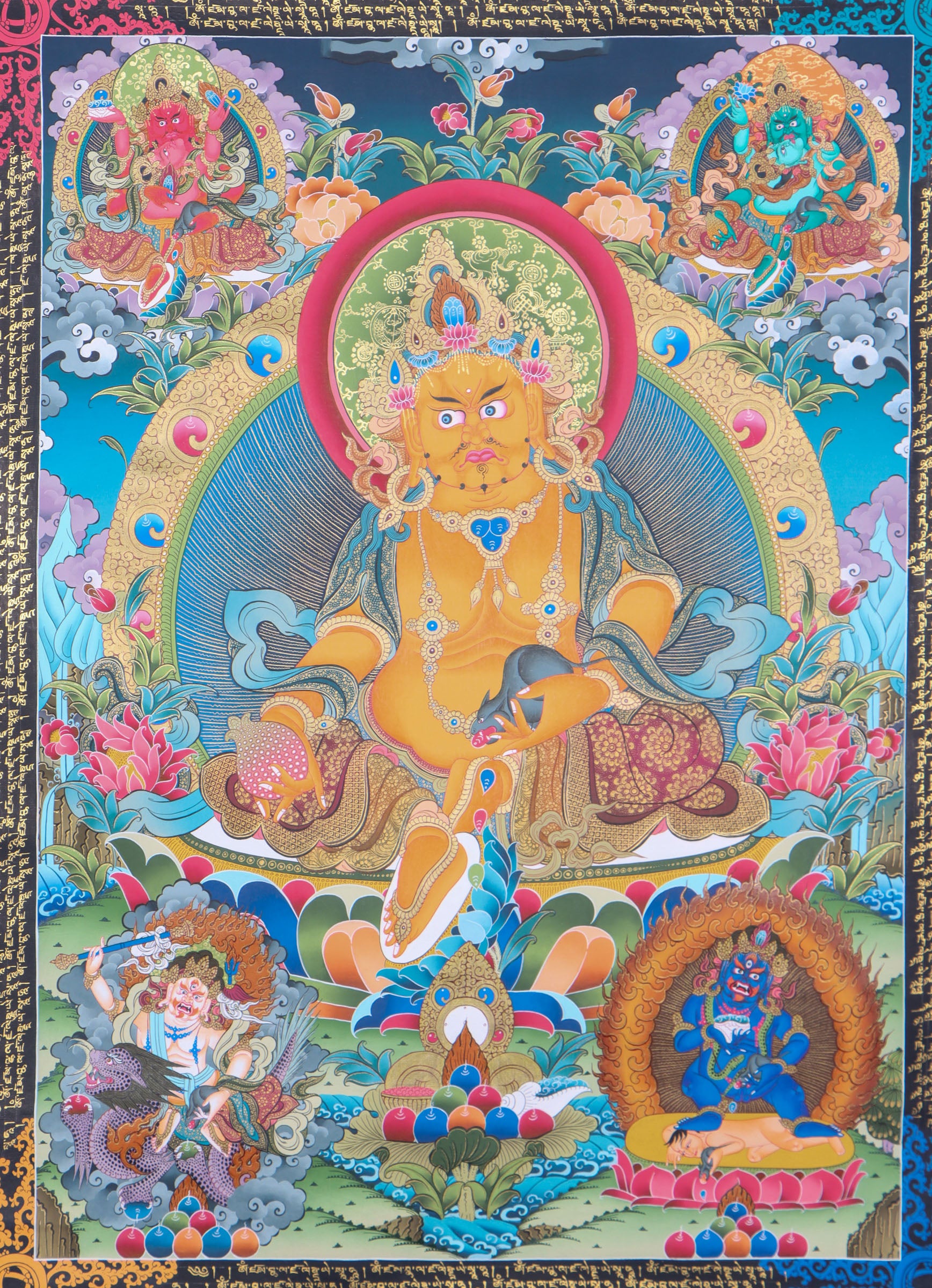 5 Zambalas Thangka Painting - Tibetan art