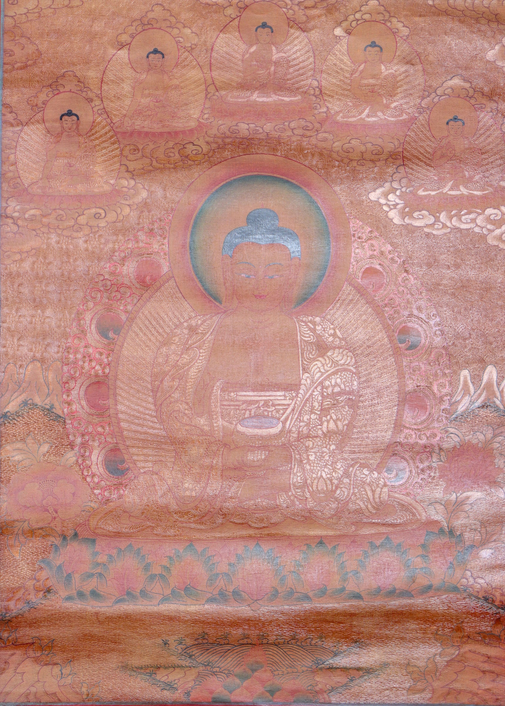 Amitabha Buddha Thangka Antique for enlightment.