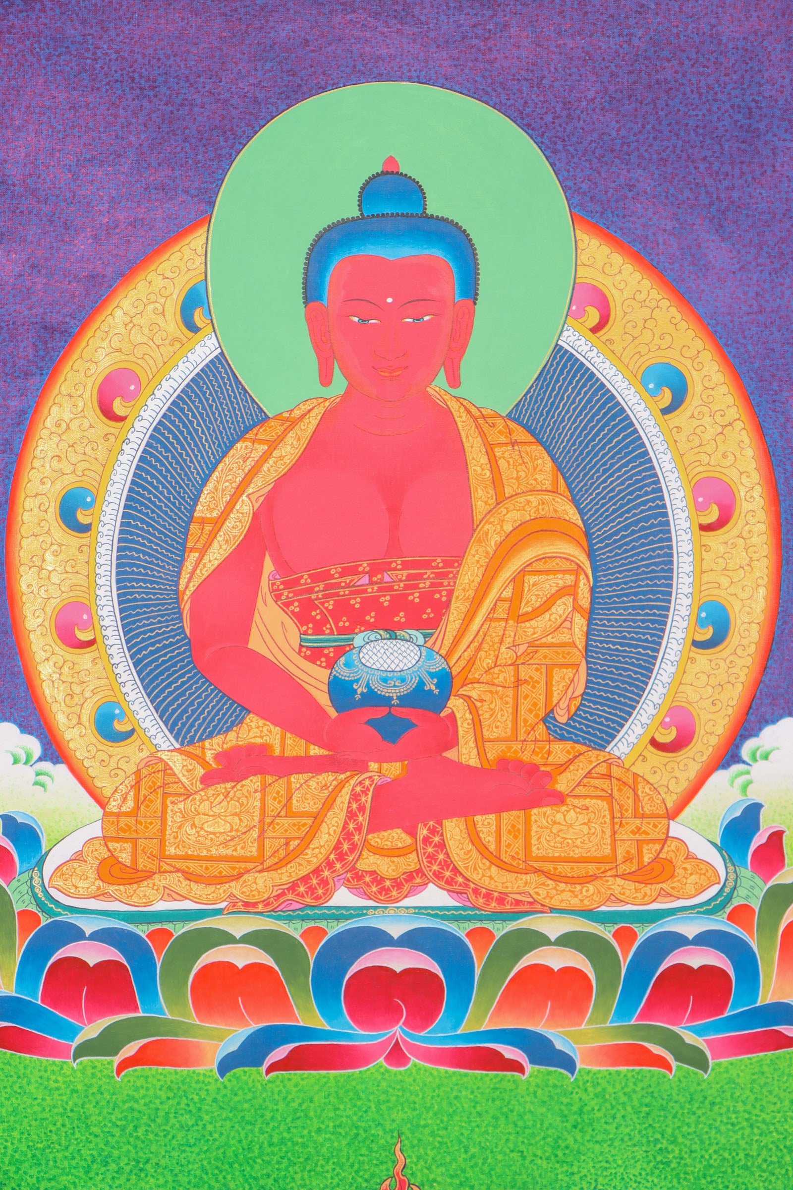 Amitabha Buddha Thangka for wall decor.