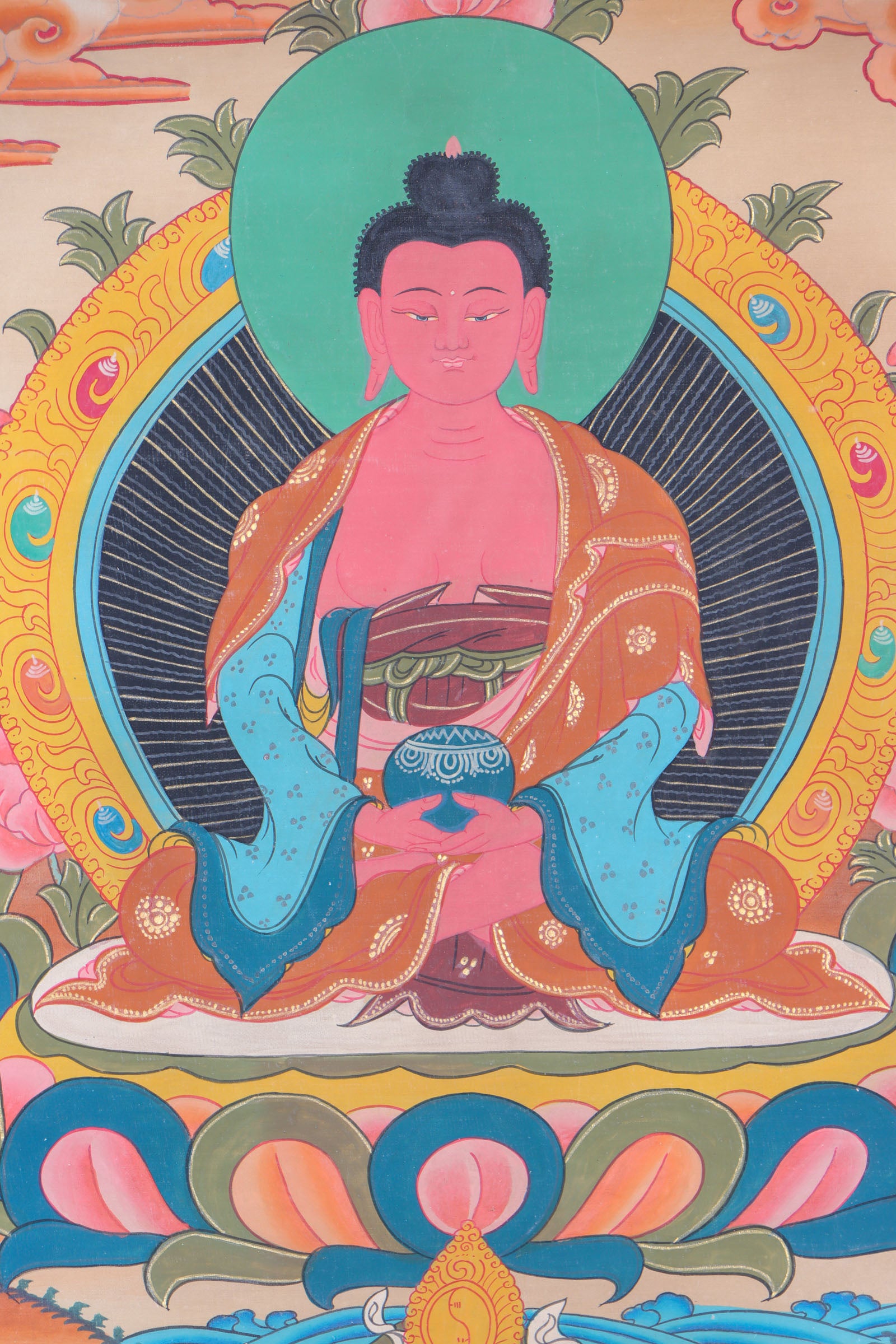 Amitabha Brocade Thangka Painting for meditation.