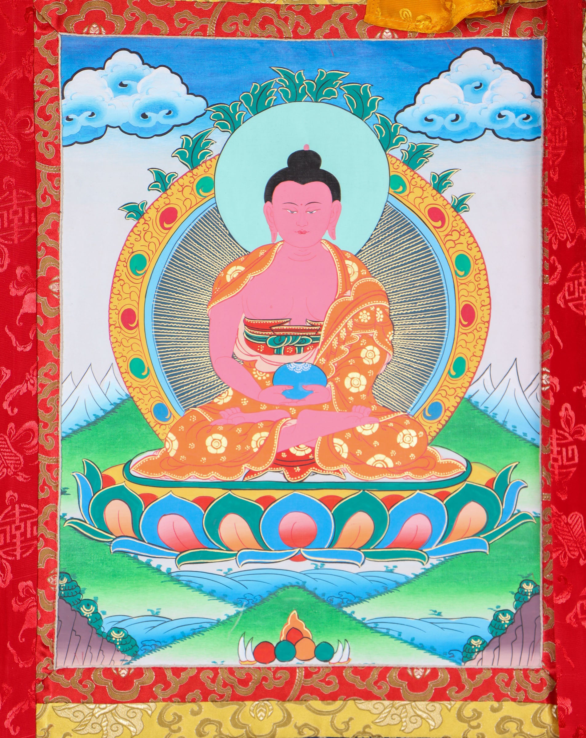 Amitabha Brocade Thangka Painting for wall Hanging decor.