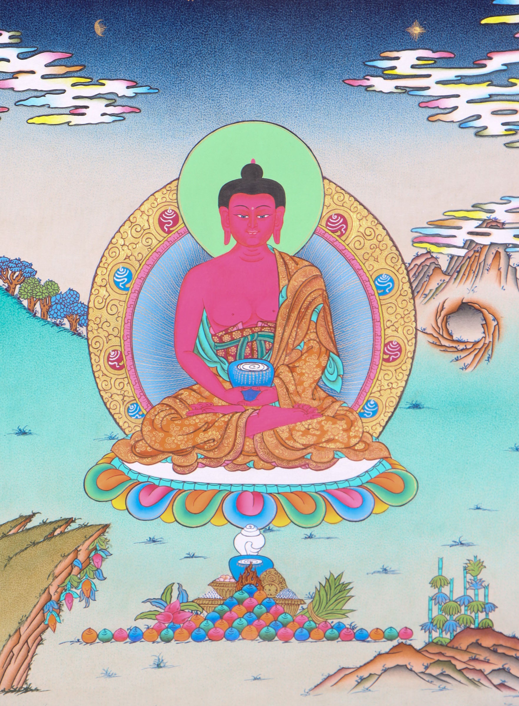 Amitabha Buddha Thangka Painting for wall decor.