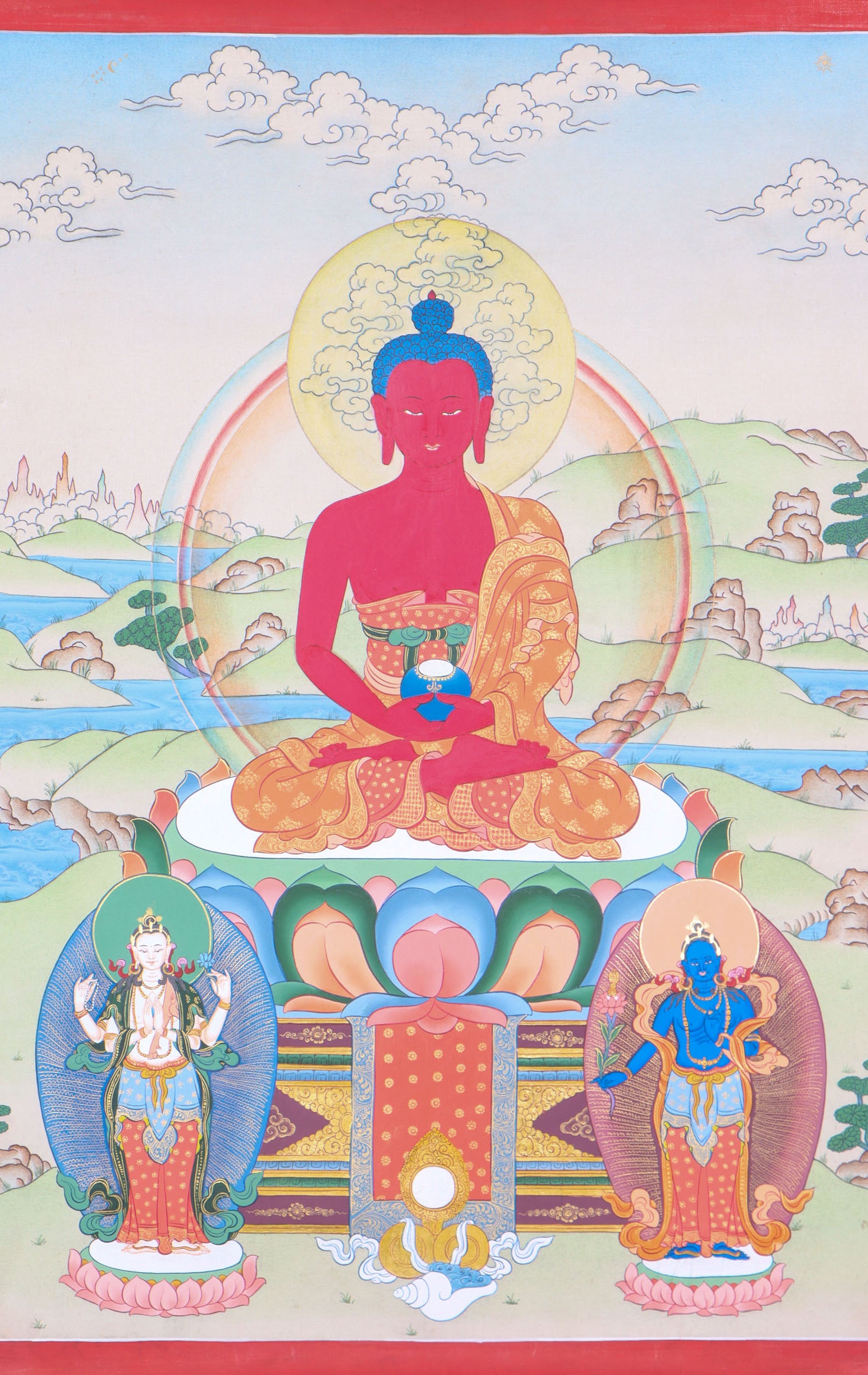 Amitabha Buddha Thangka Painting for spirituality.