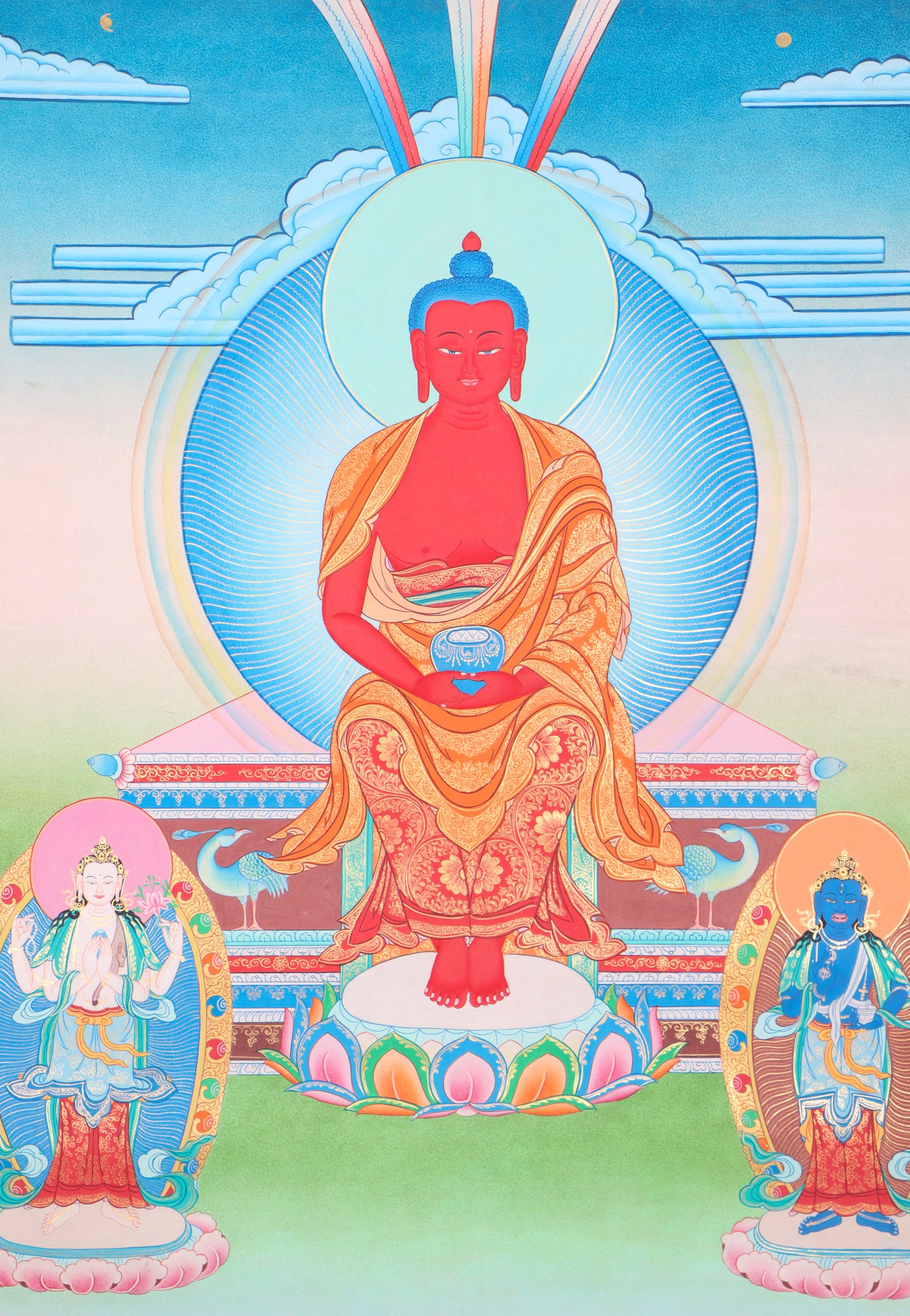 Amitabha Buddha Thangka Painting for meditation.