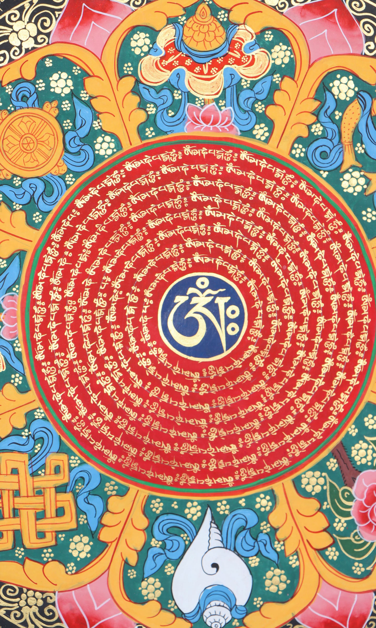 Asthamangal Mantra Mandala Thangka Painting - Tibetan Art