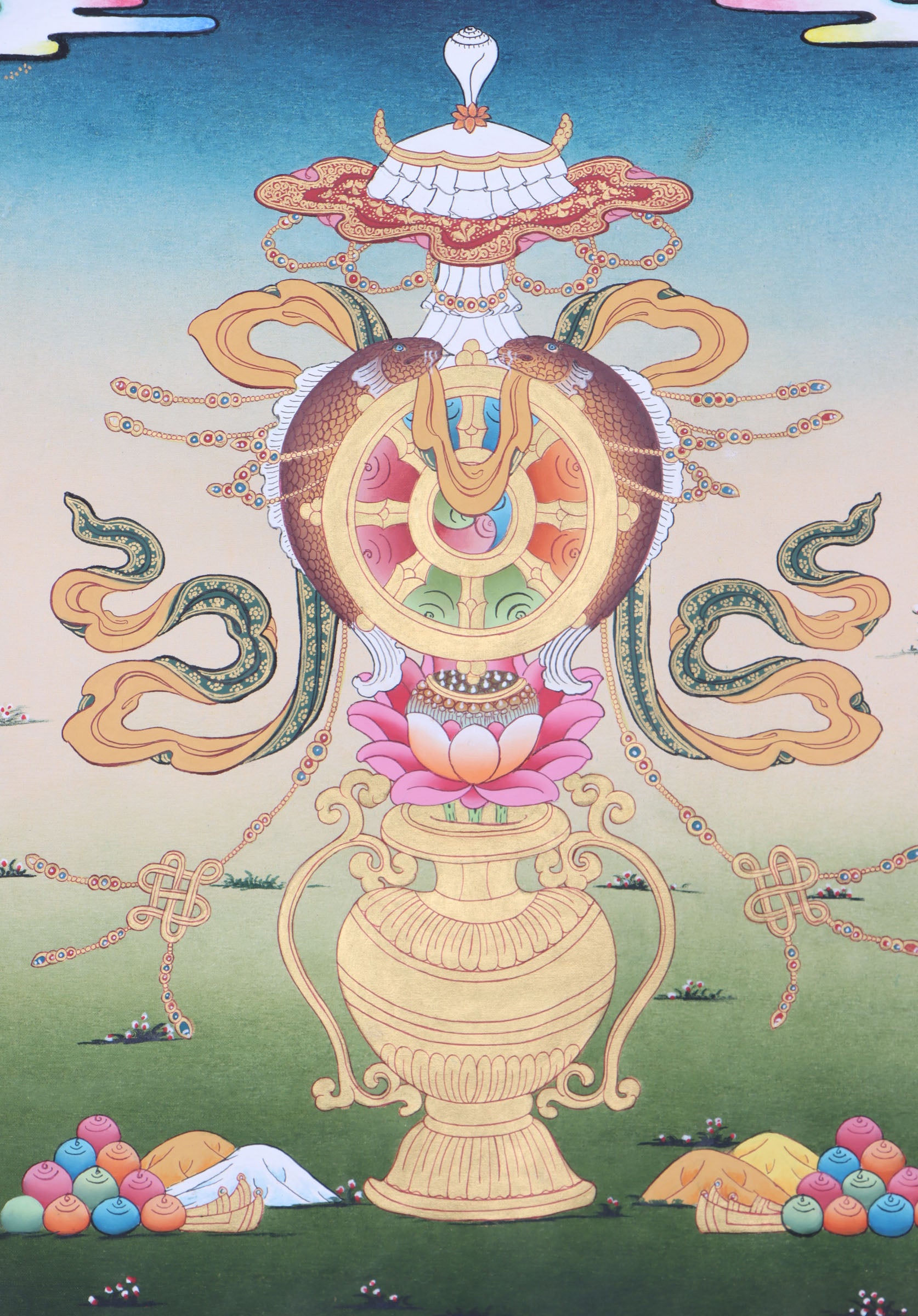 Asthamangal Thangka with 8 auspicious symbols.