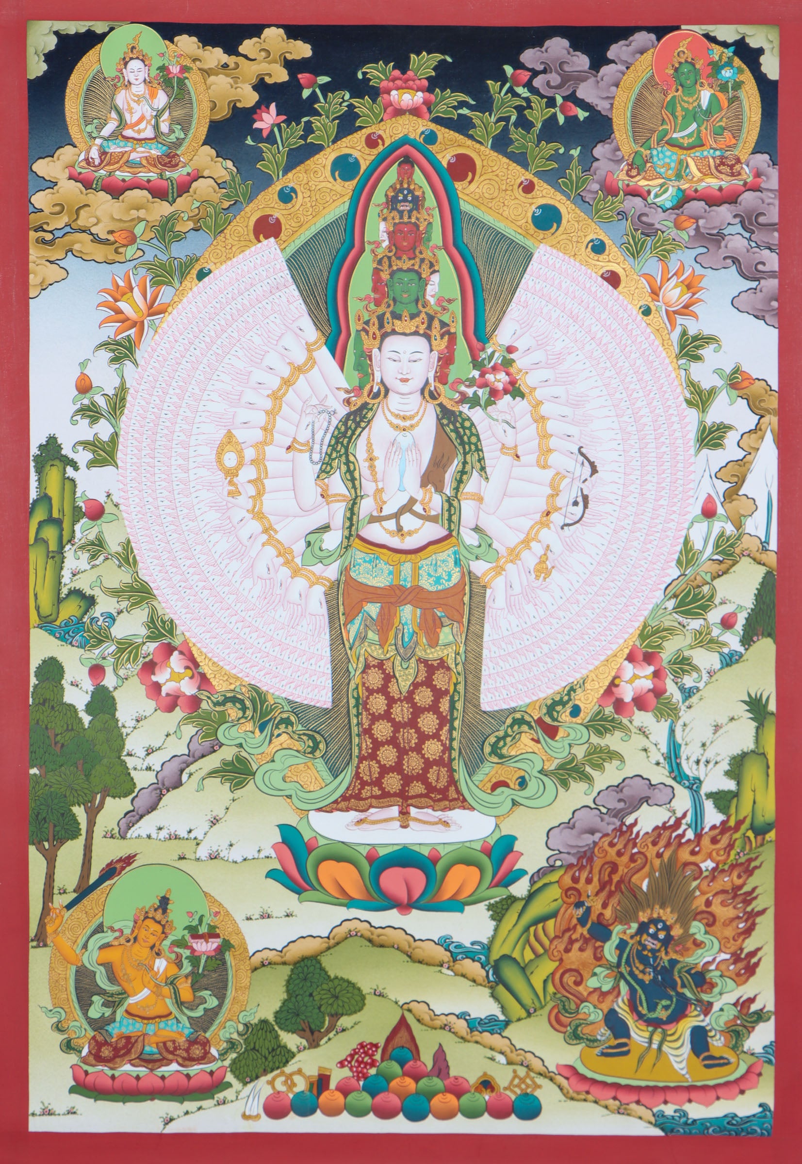 Avalokiteshvara Thangka Painting for religious rites and rituals.