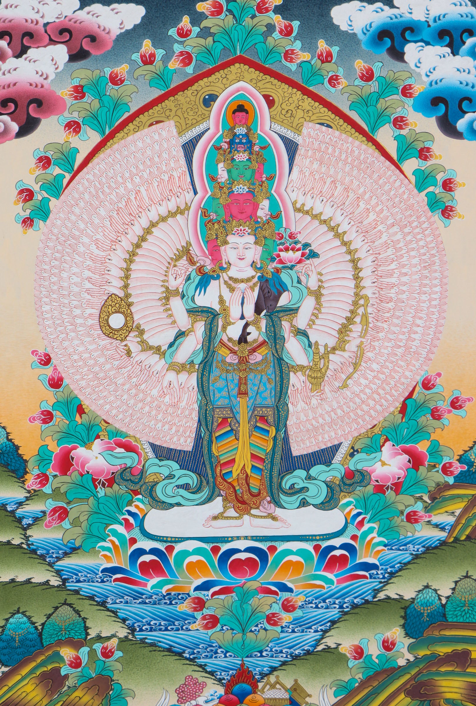Avalokiteshvara Thangka Painting for meditation practices.