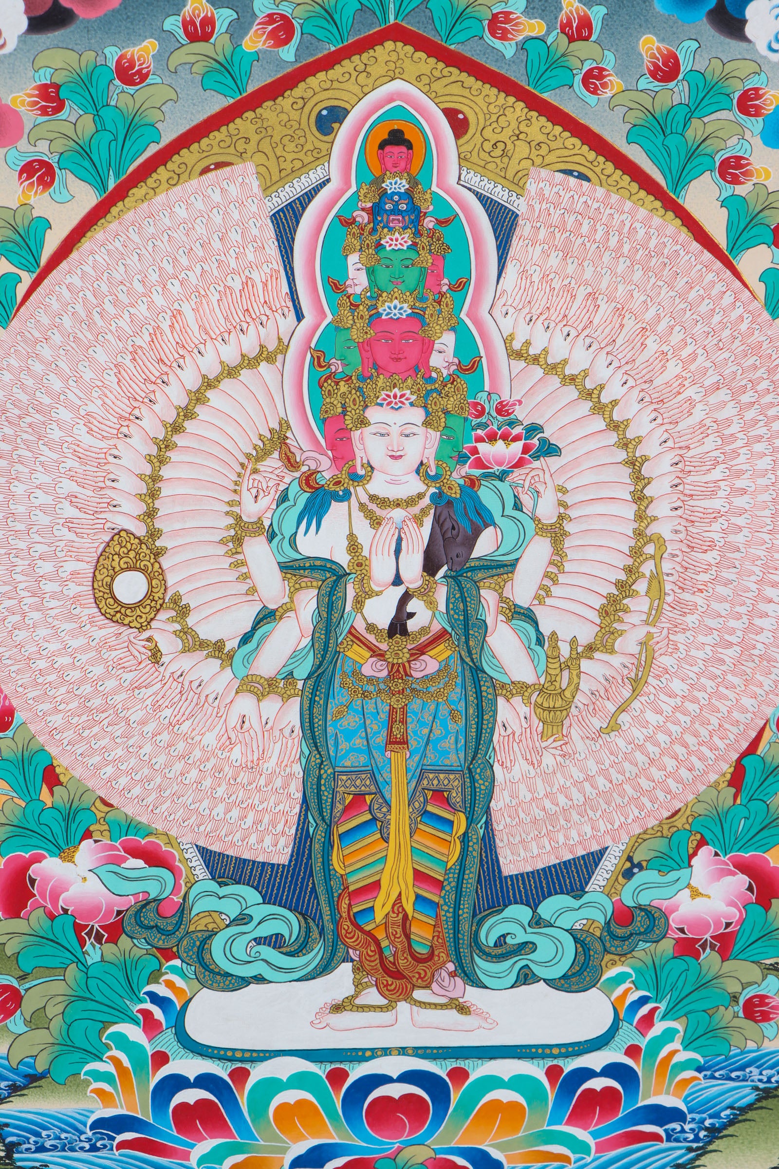 Avalokiteshvara Thangka Painting for meditation practices.