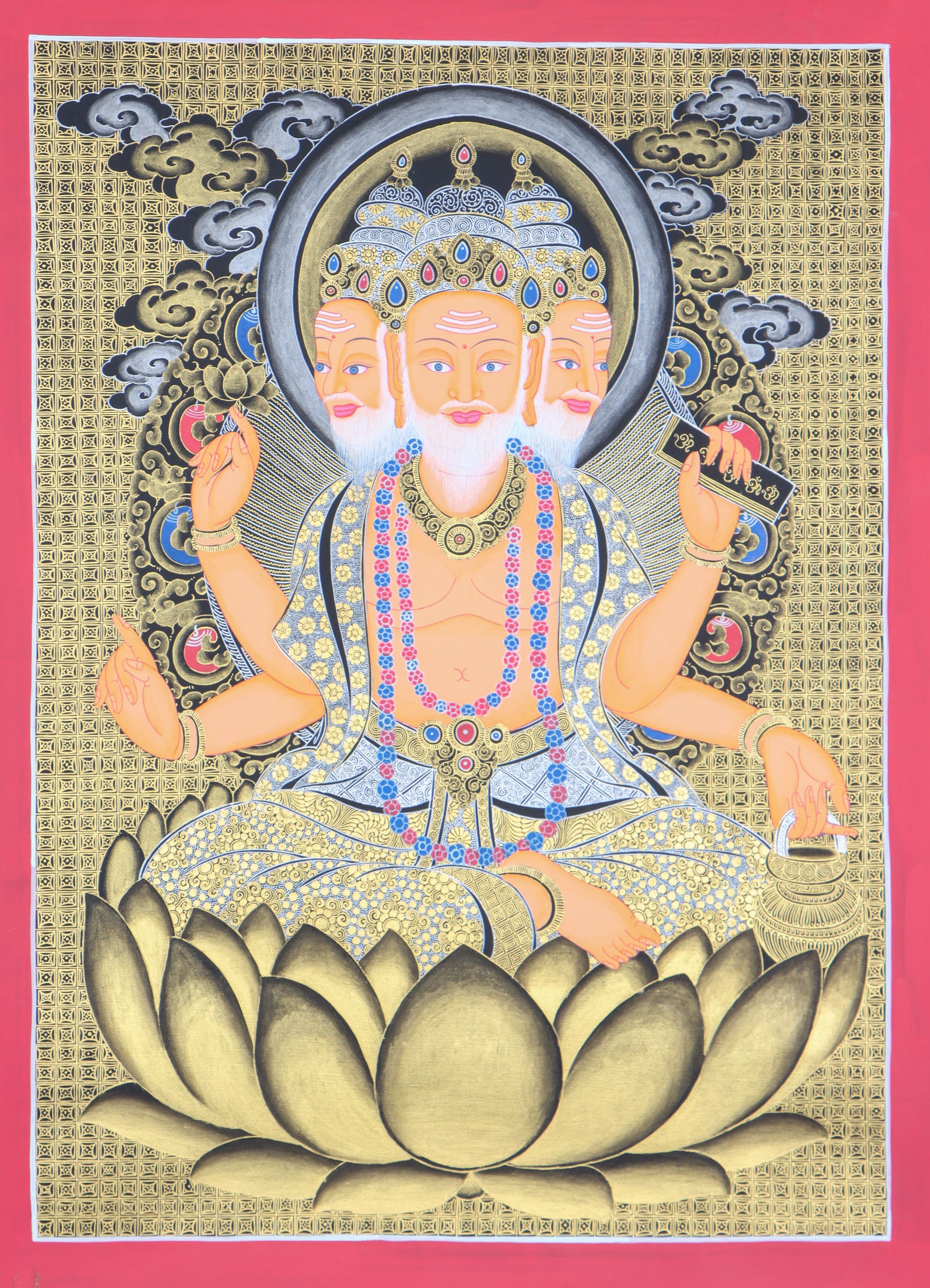 Brahma the Hindu God of creation thangka art