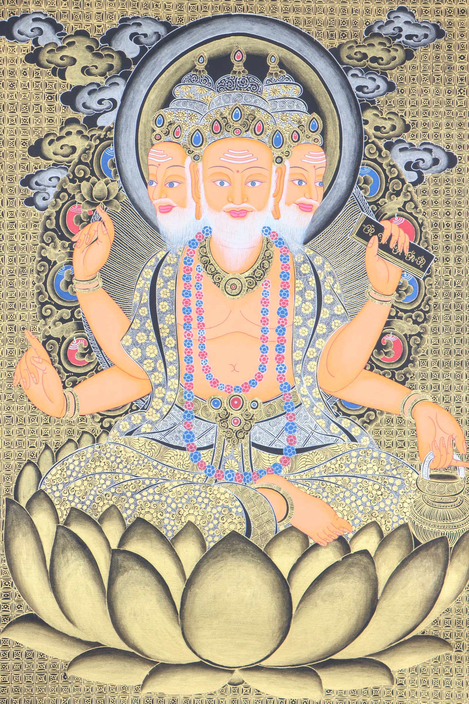 Brahma the Hindu God of creation thangka art