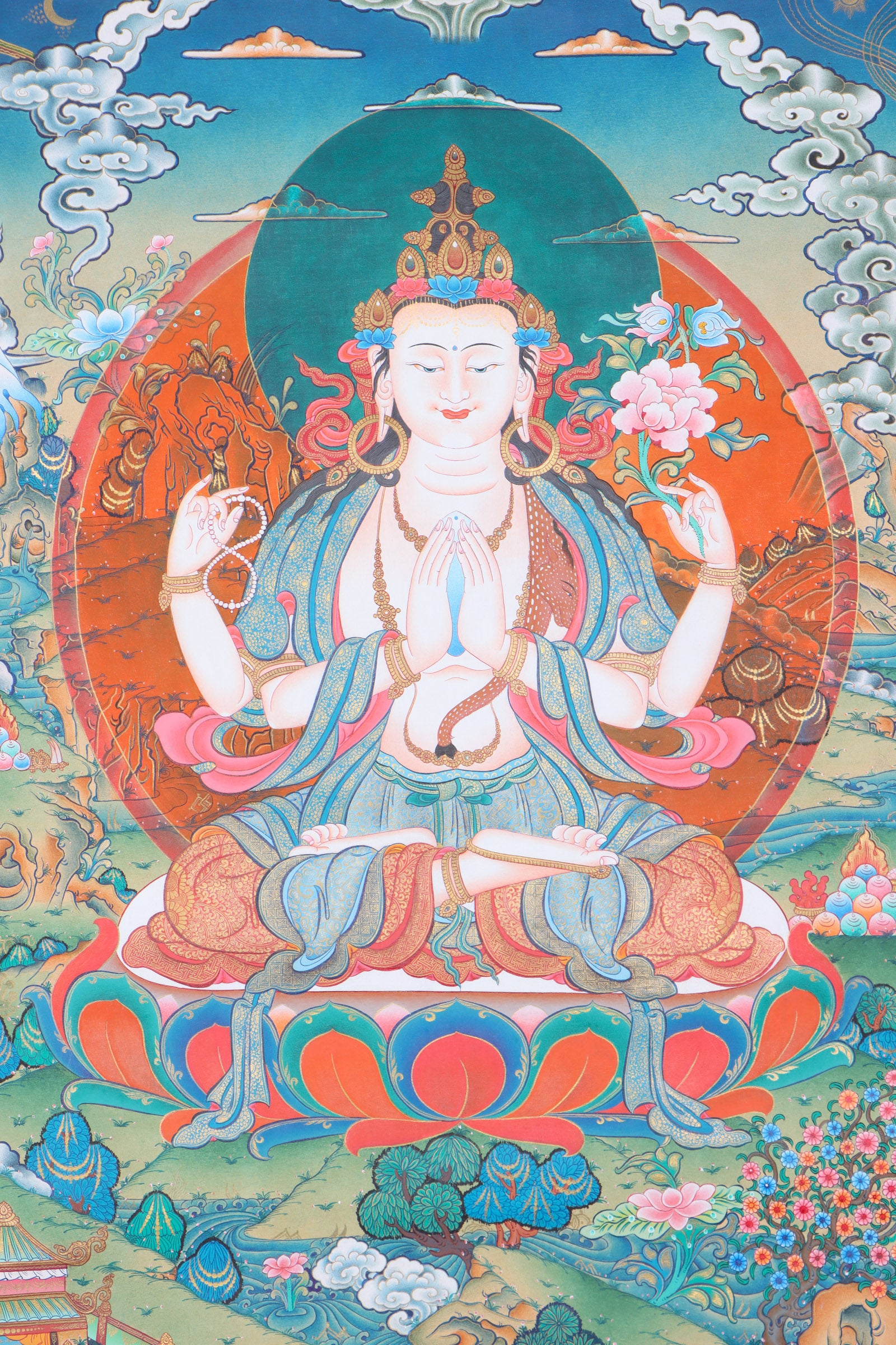 Chengresi Thangka Painting for meditation.