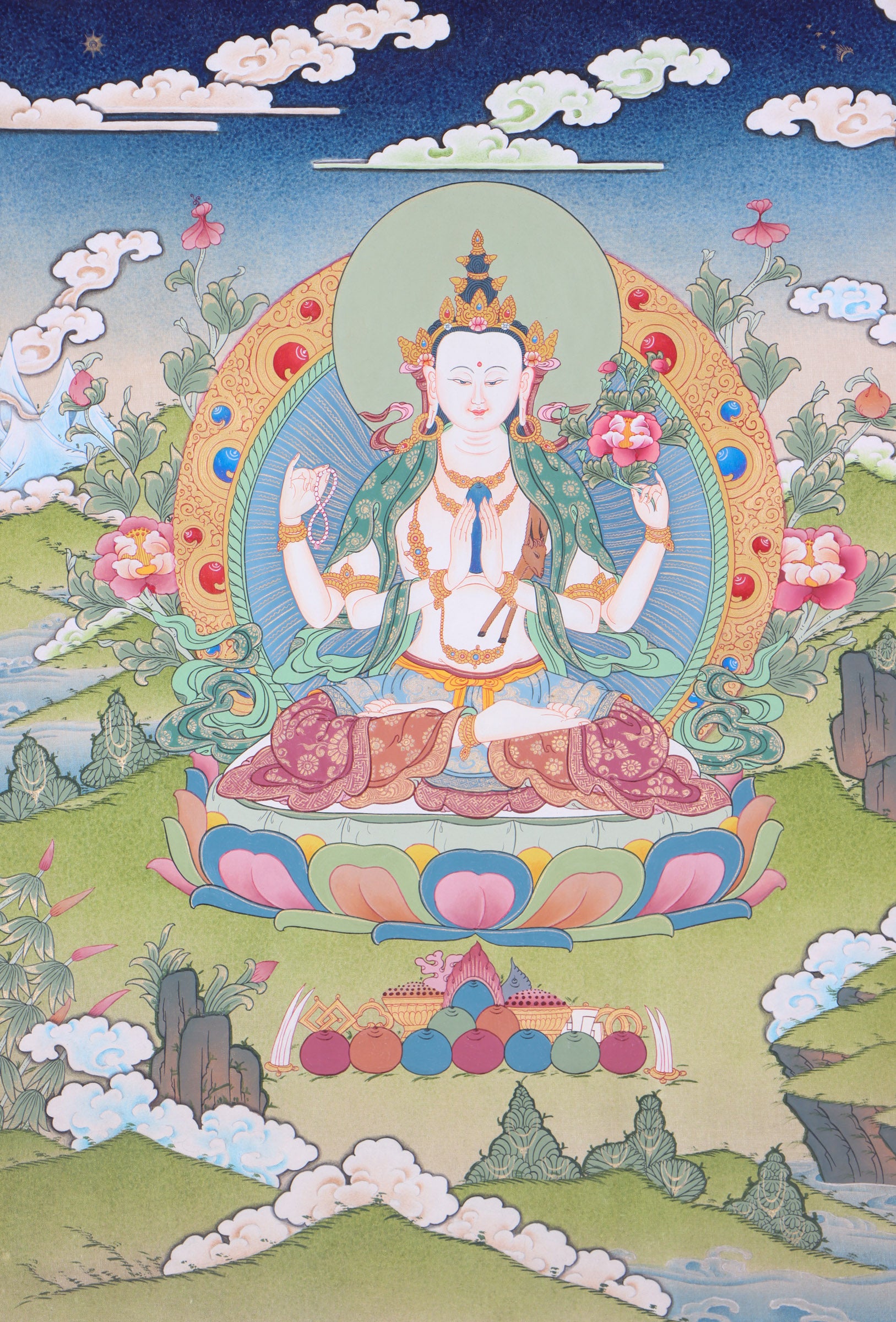 Chengresi Thangka Painting for mindfulness.