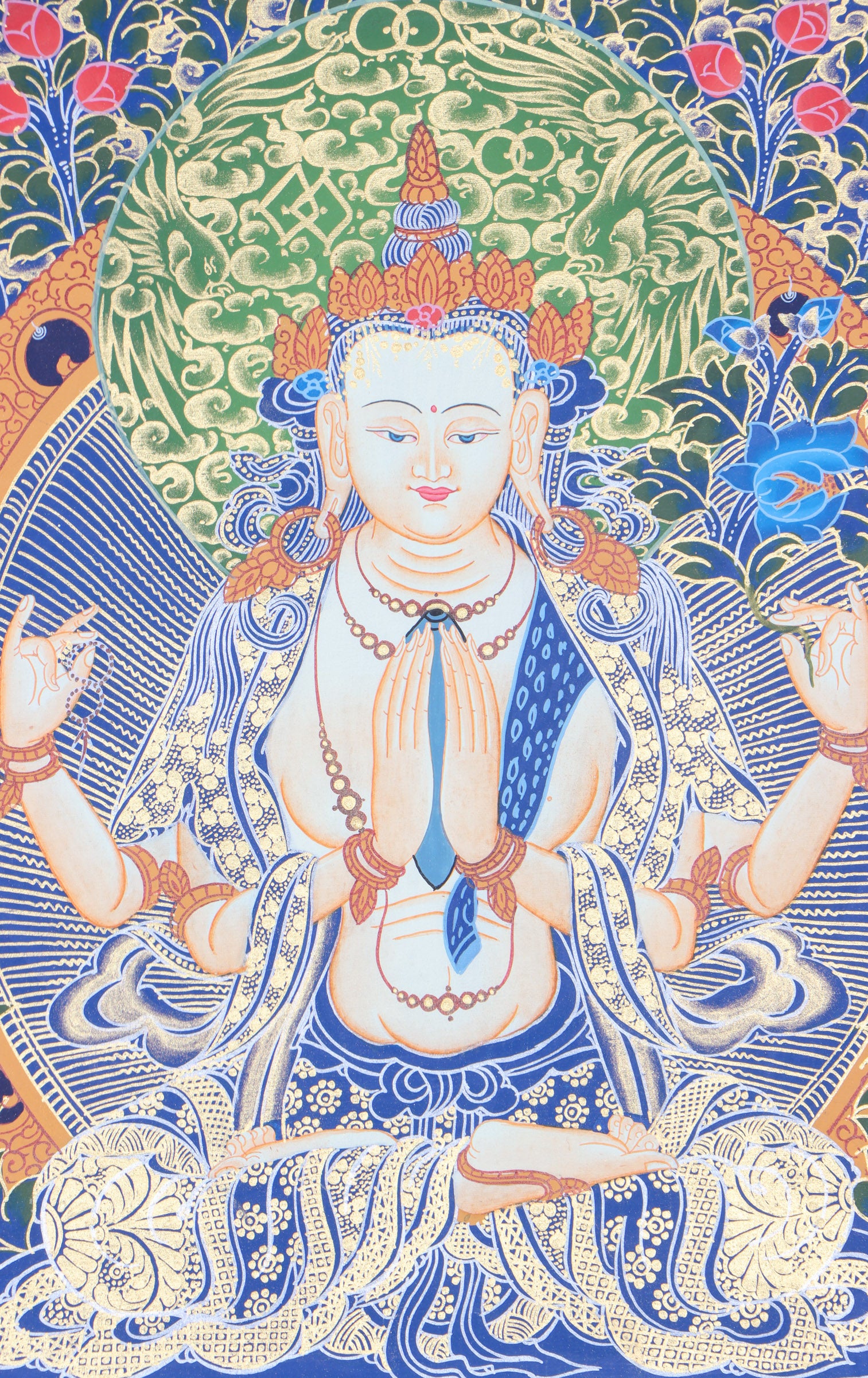 Chengresi Thangka Painting for wall decor.