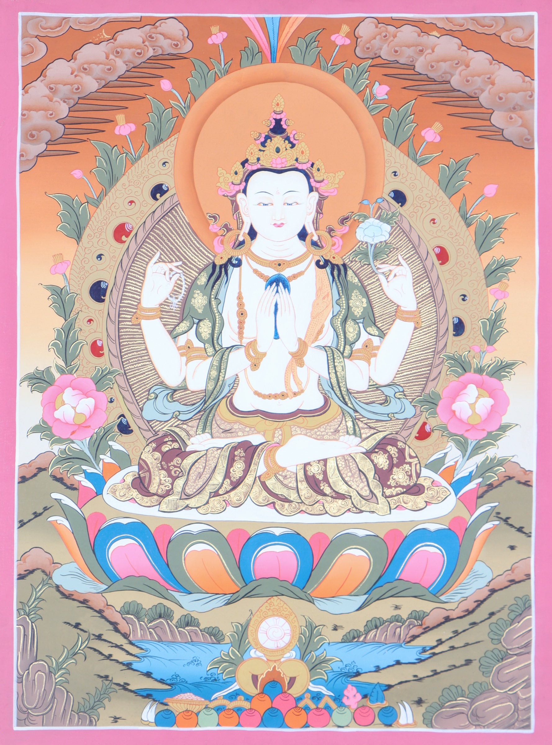 Chengresi Thangka Painting for meditation.