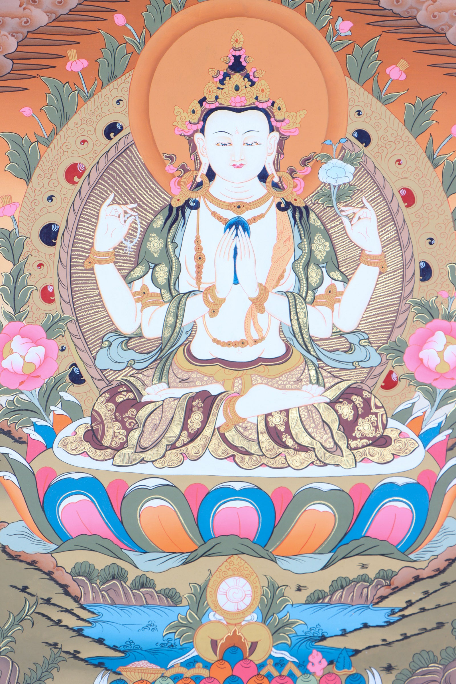 Chengresi Thangka Painting for meditation.