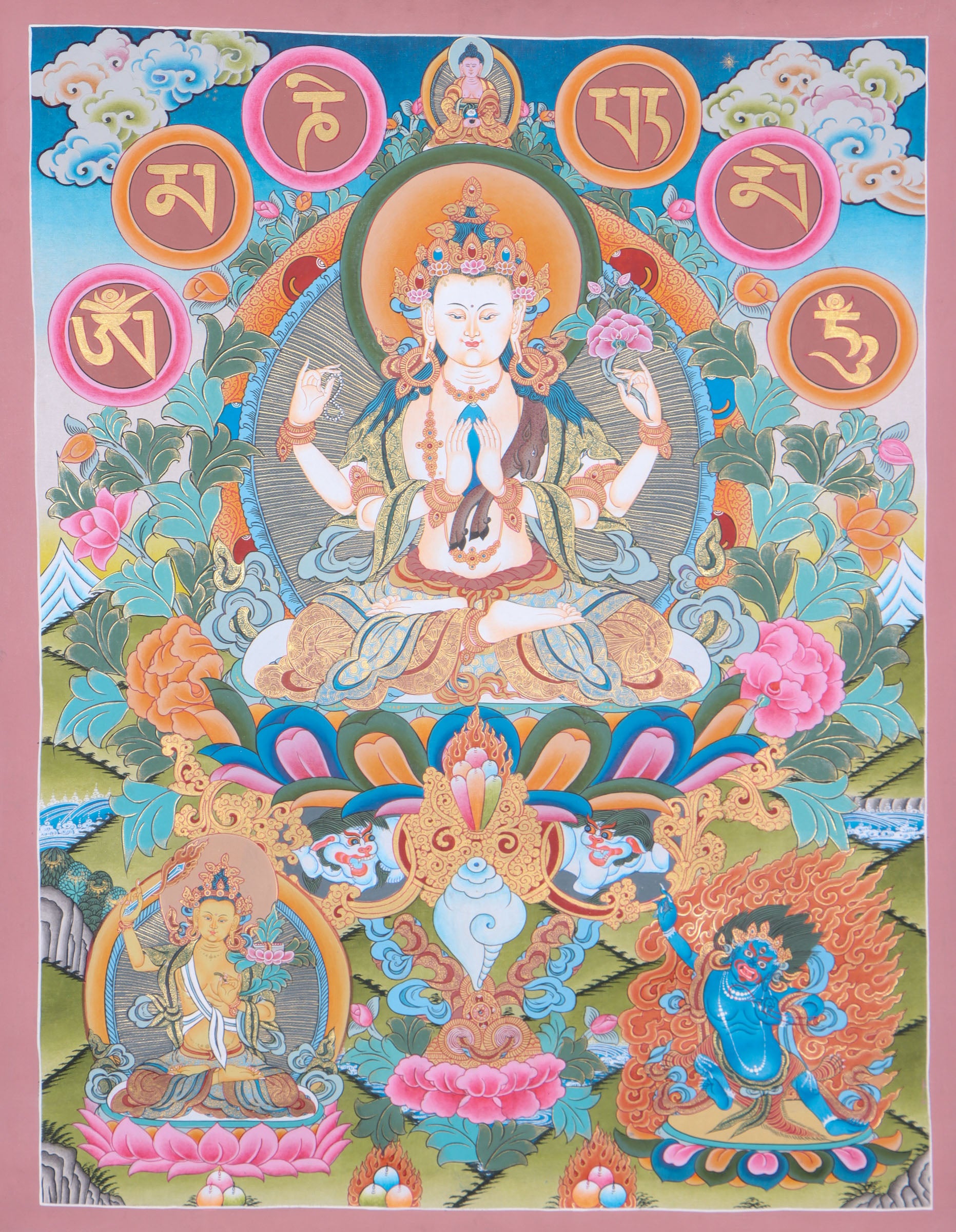 Chengresi Thangka Painting for prayer and devotion.